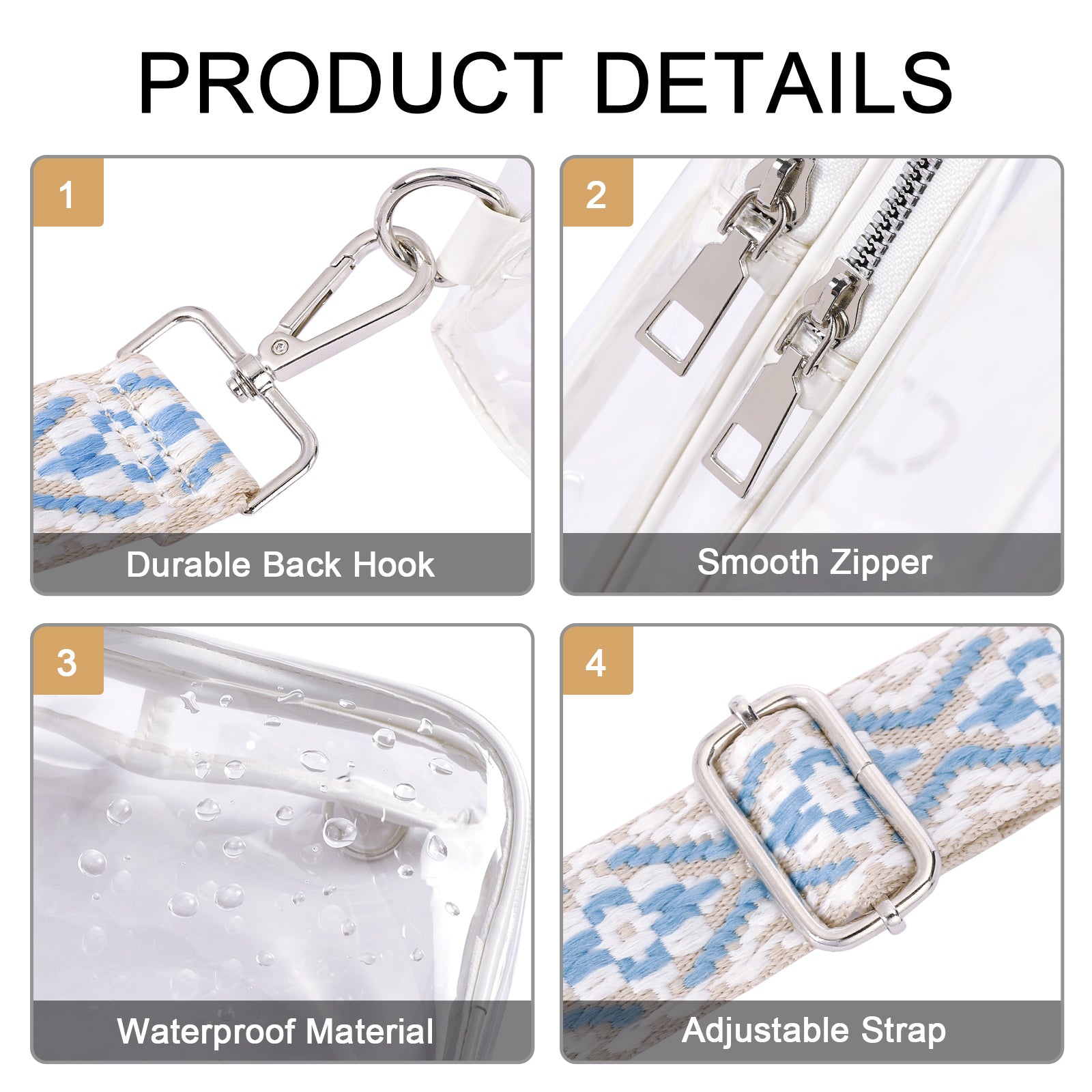 CLUCI Stadium TPU Transparent Clear Sling Bag