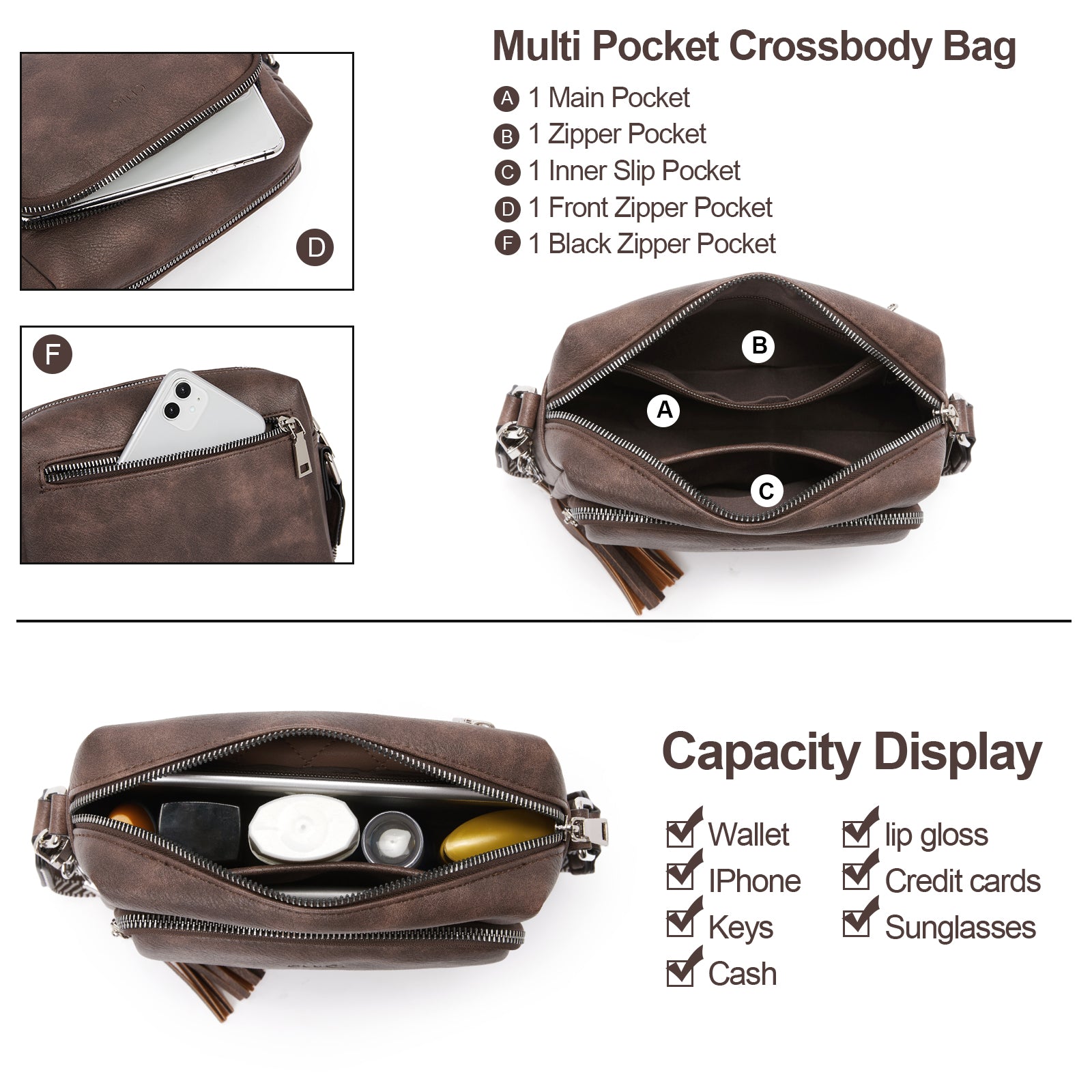 Crossbody Purses for Women Vegan Leather Crossbody Bags with Adjustable Wide Strap