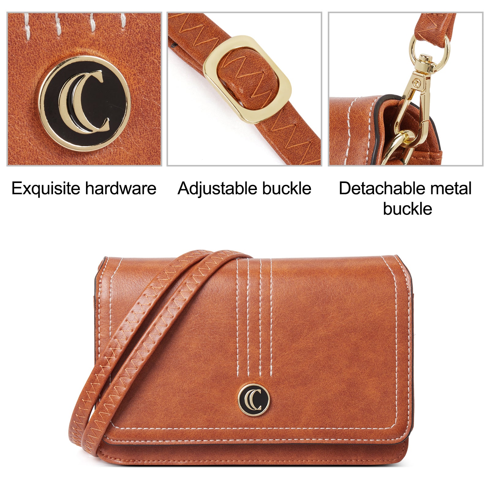 CLUCI Crossbody Purse for Women, Wristlet Wallet, Small Shoulder Bag with Card Slots, Leather Flap Cell phone Clutch