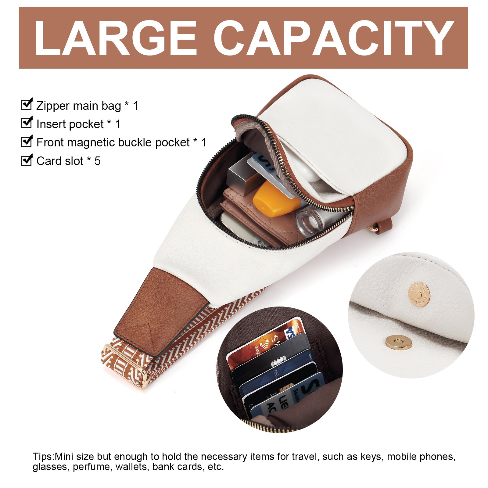 CLUCI Faux Leather Small Sling Bag Fashion Waist Packs with Guitar Strap for Women's Fanny Packs