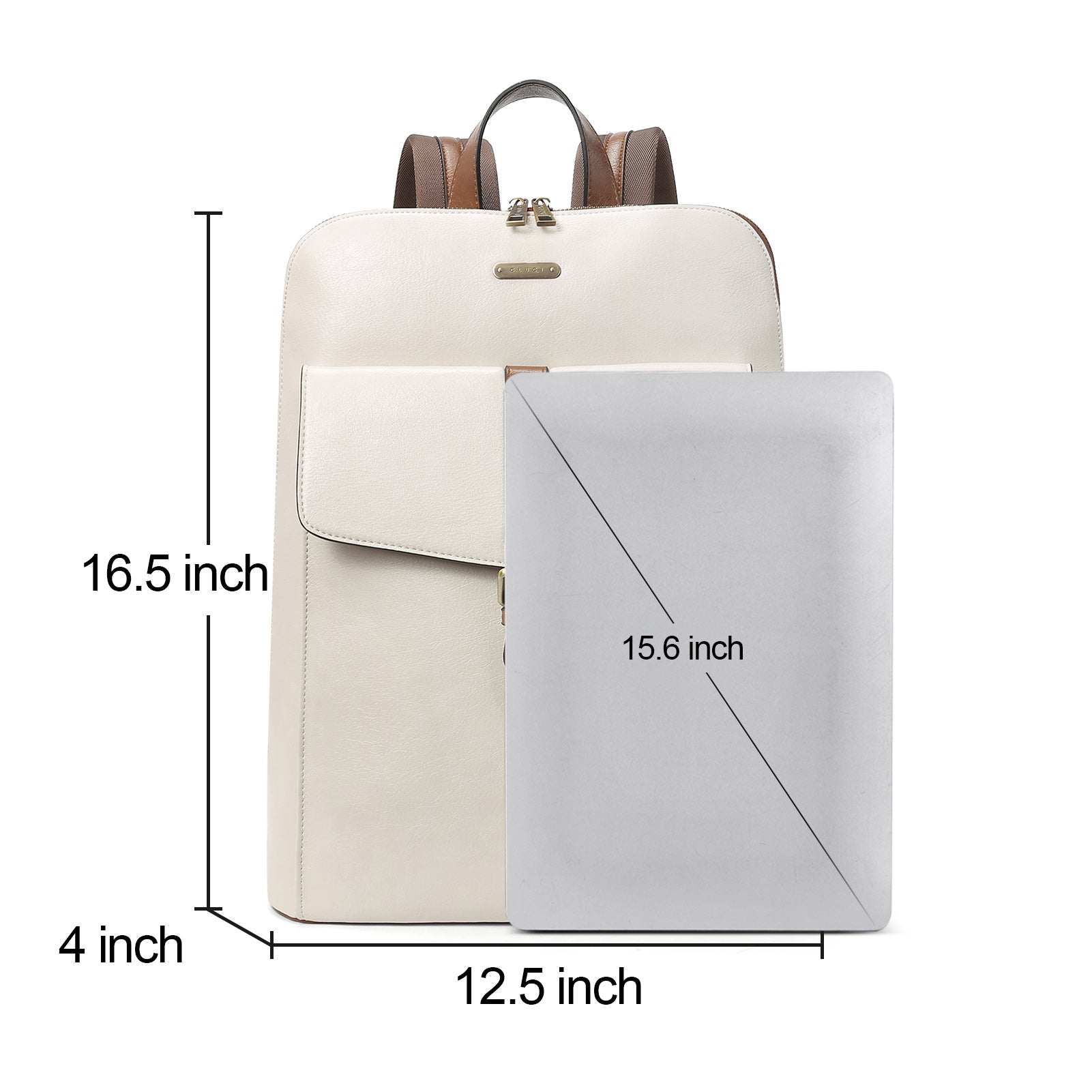 CLUCI Leather Laptop Backpack for Women 15.6 inch Computer Backpack Stylish Travel Backpack Purse for Women Work Daypack Bag