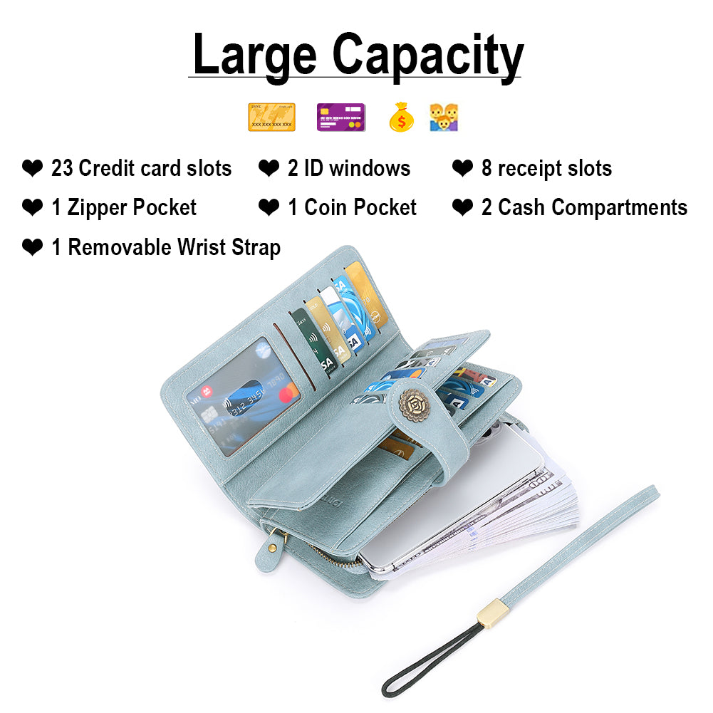 Echo Large Capacity Tri-Fold Wallet With Wrist Strap For Women
