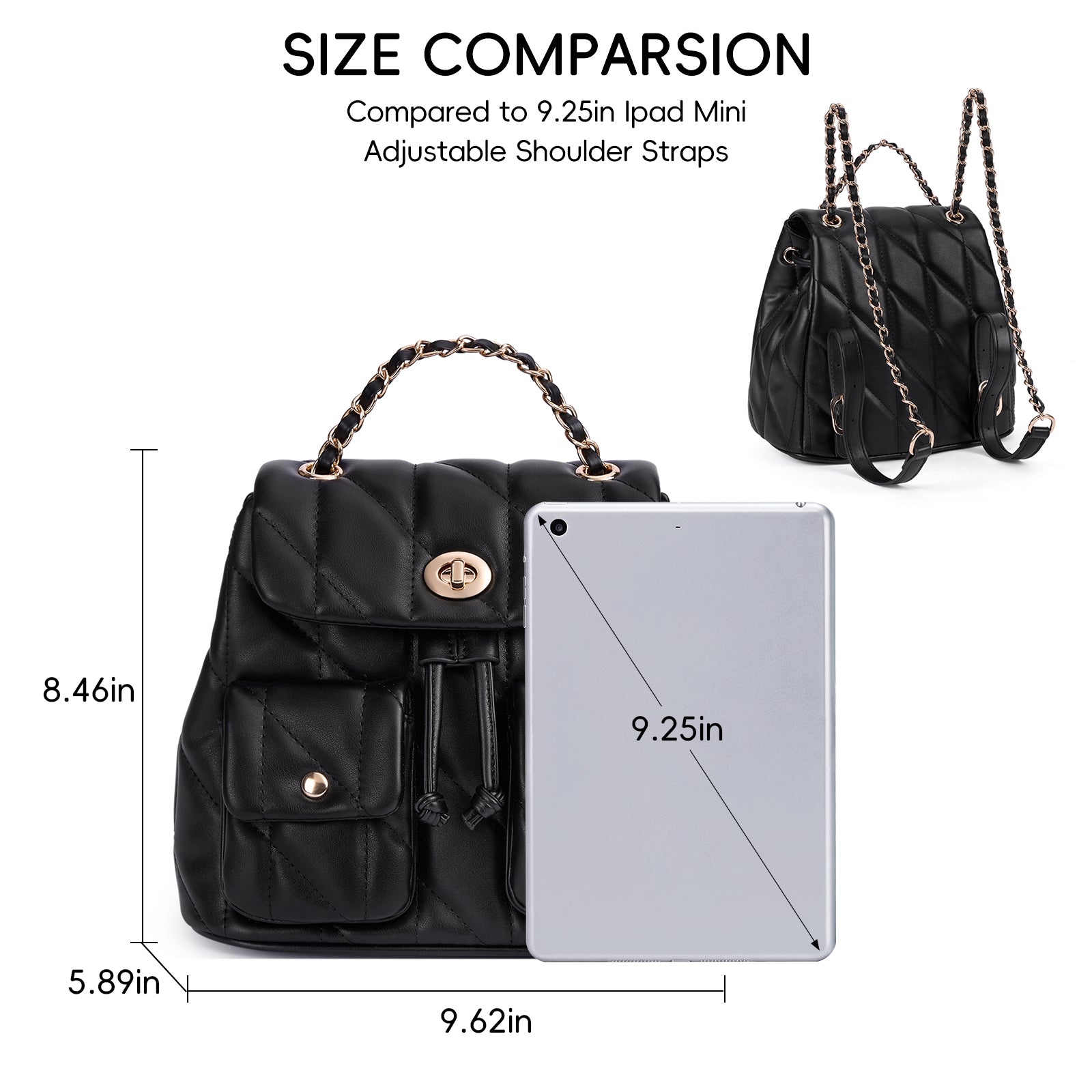 CLUCI Small Backpack Purse for Women,Mini Vegan Leather Tabby Backpack for Woman Quilted Bookbag Crossbody Bag