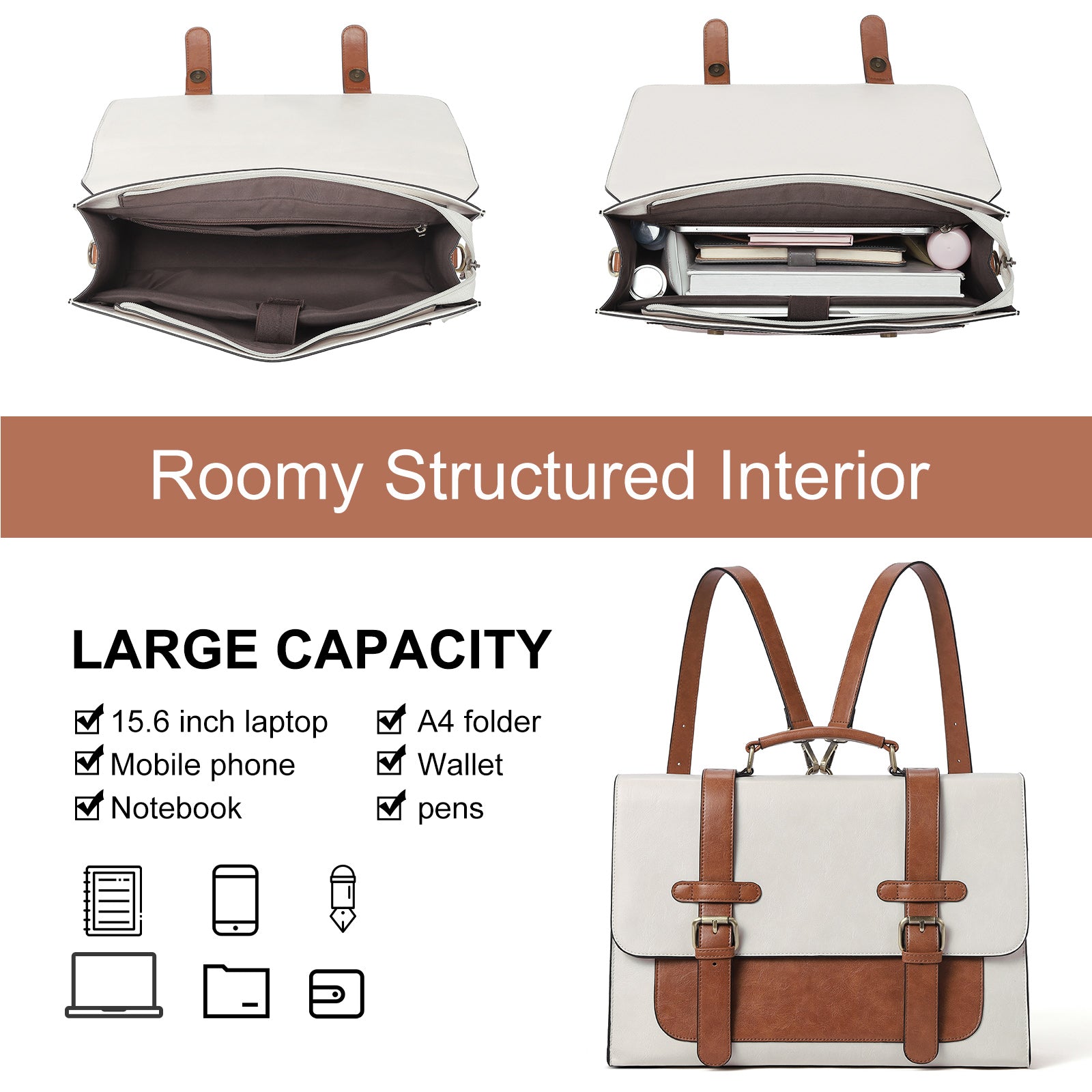 Agatha Vegan Leather laptop backpack Messenger Bag