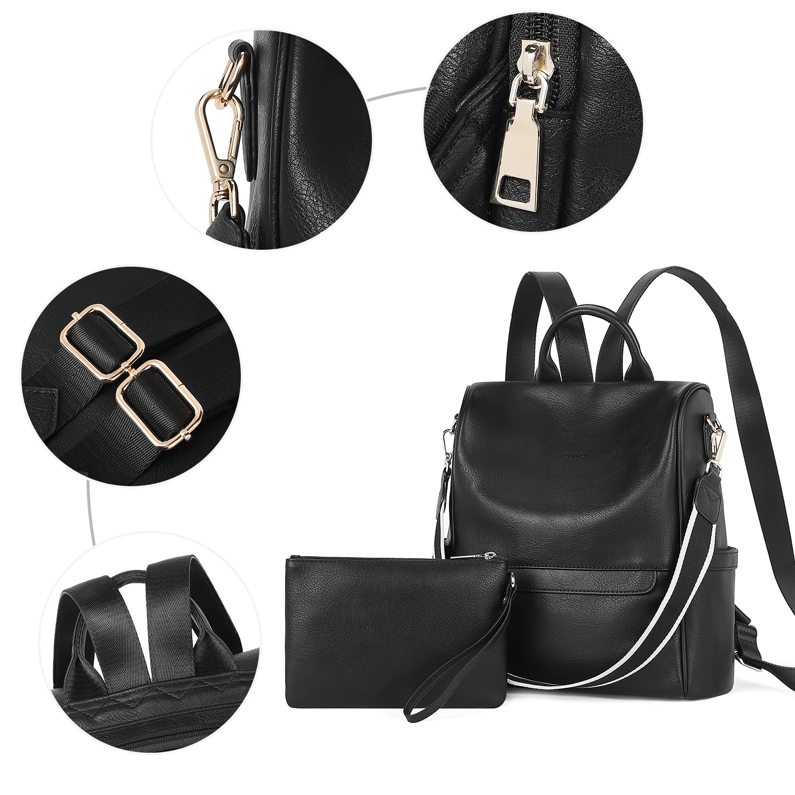 CLUCI Women Backpack Purse Fashion Leather Large Designer Travel Ladies College Shoulder Bags