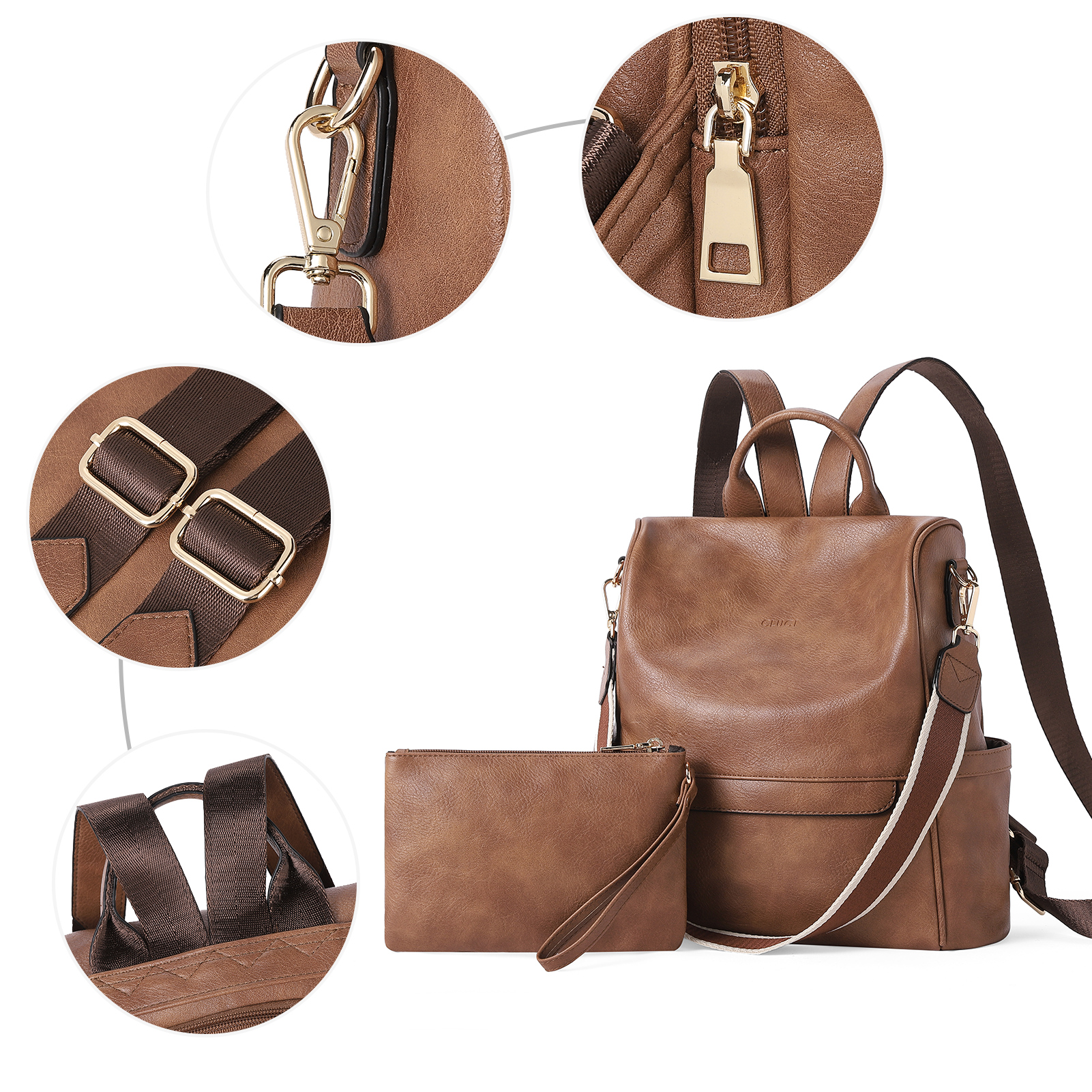 CLUCI Women Backpack Purse Fashion Leather Large Designer Travel Ladies College Shoulder Bags