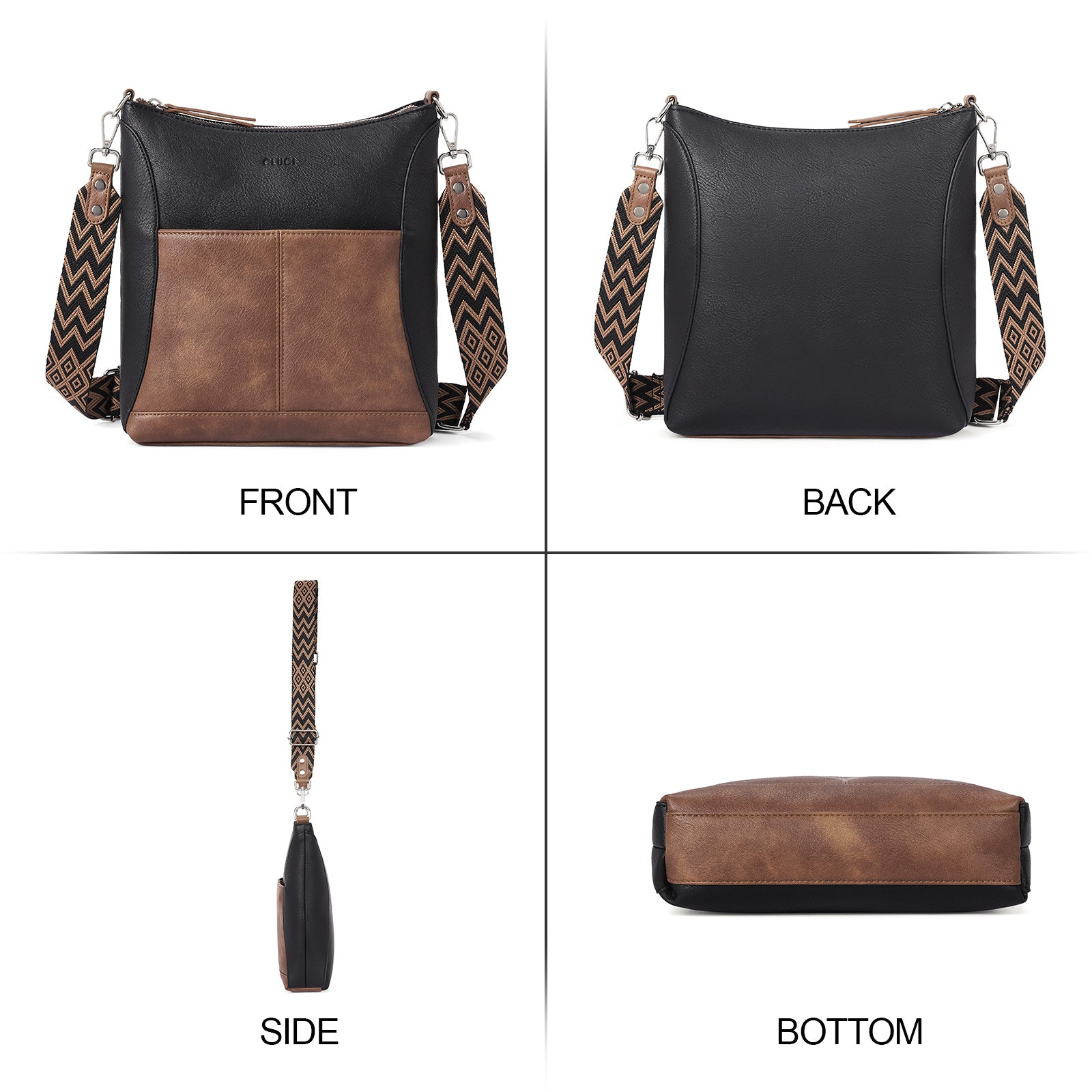 Crossbody for Women Vegan Leather Hobo Bags Casual Satchel with Guitar Strap