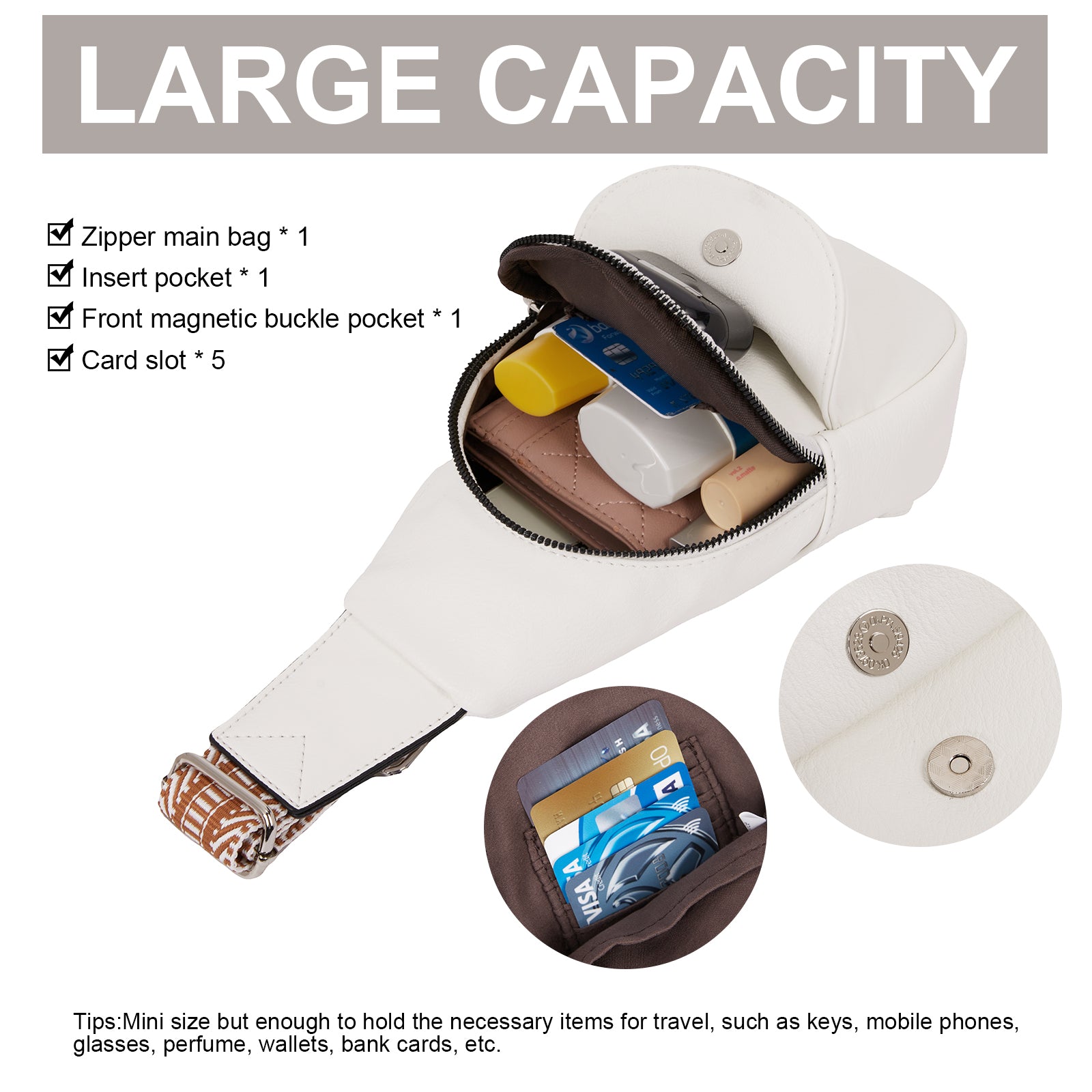 CLUCI Faux Leather Small Sling Bag Fashion Waist Packs with Guitar Strap for Women's Fanny Packs