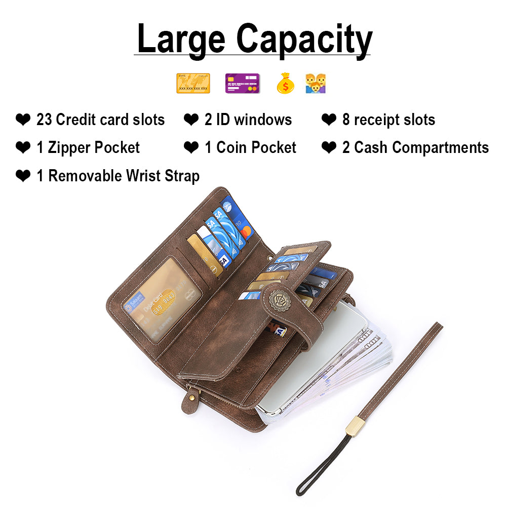 Echo Large Capacity Tri-Fold Wallet With Wrist Strap For Women