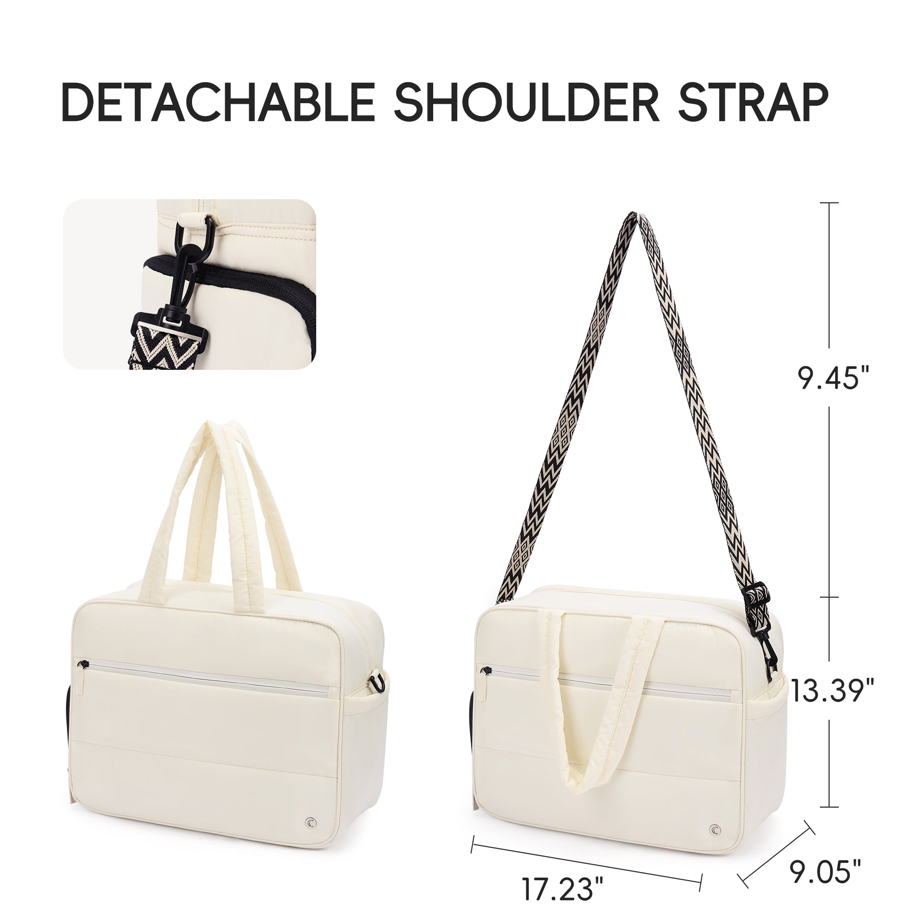 CLUCI Weekender Travel Bag for Women Puffer Tote Bag Carry On Duffle Overnight Bags with Shoe Compartment Black