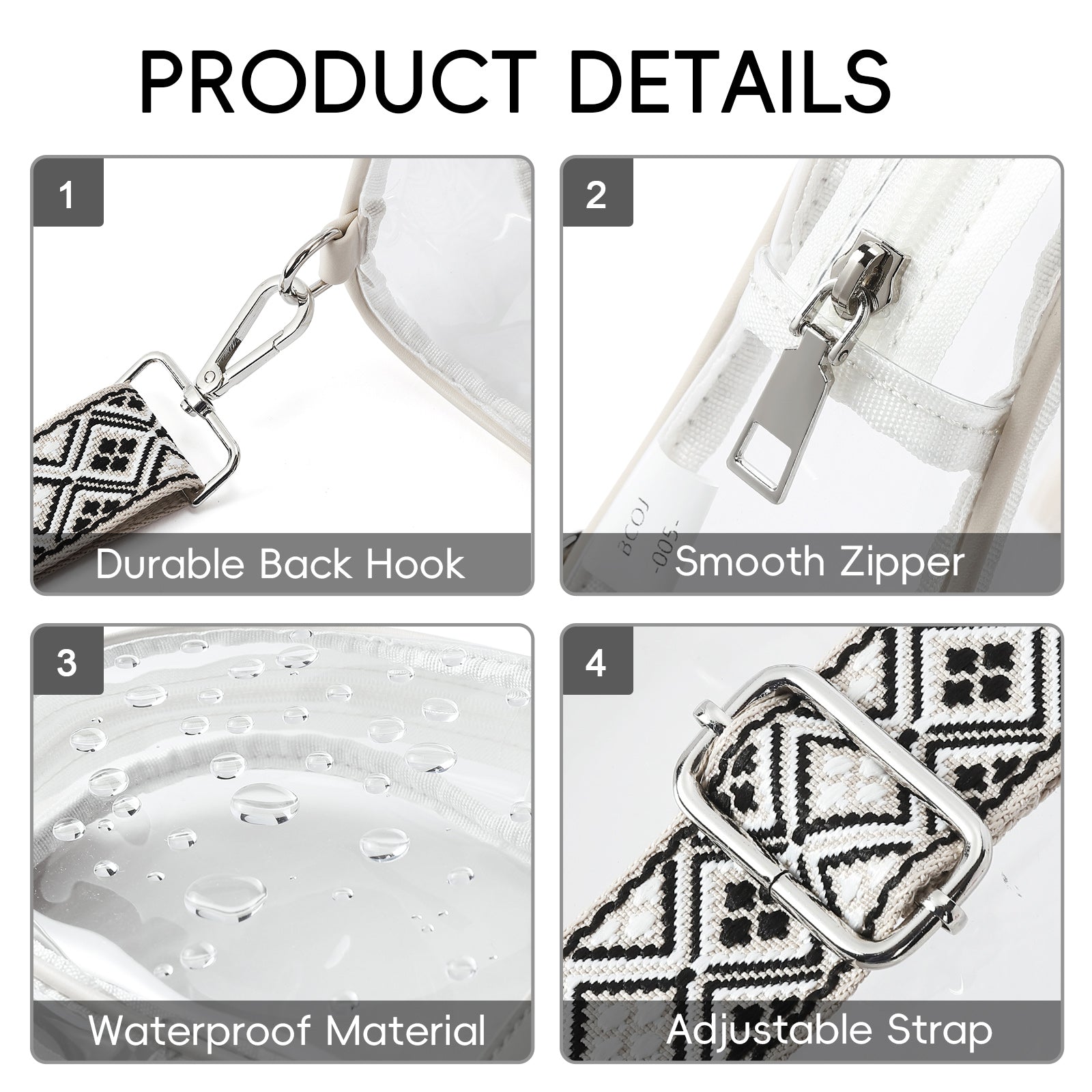 CLUCI Clear Bag for Stadium Events, Clear Crossbody Bag Purses for women stadium Transparent, Concerts Sports