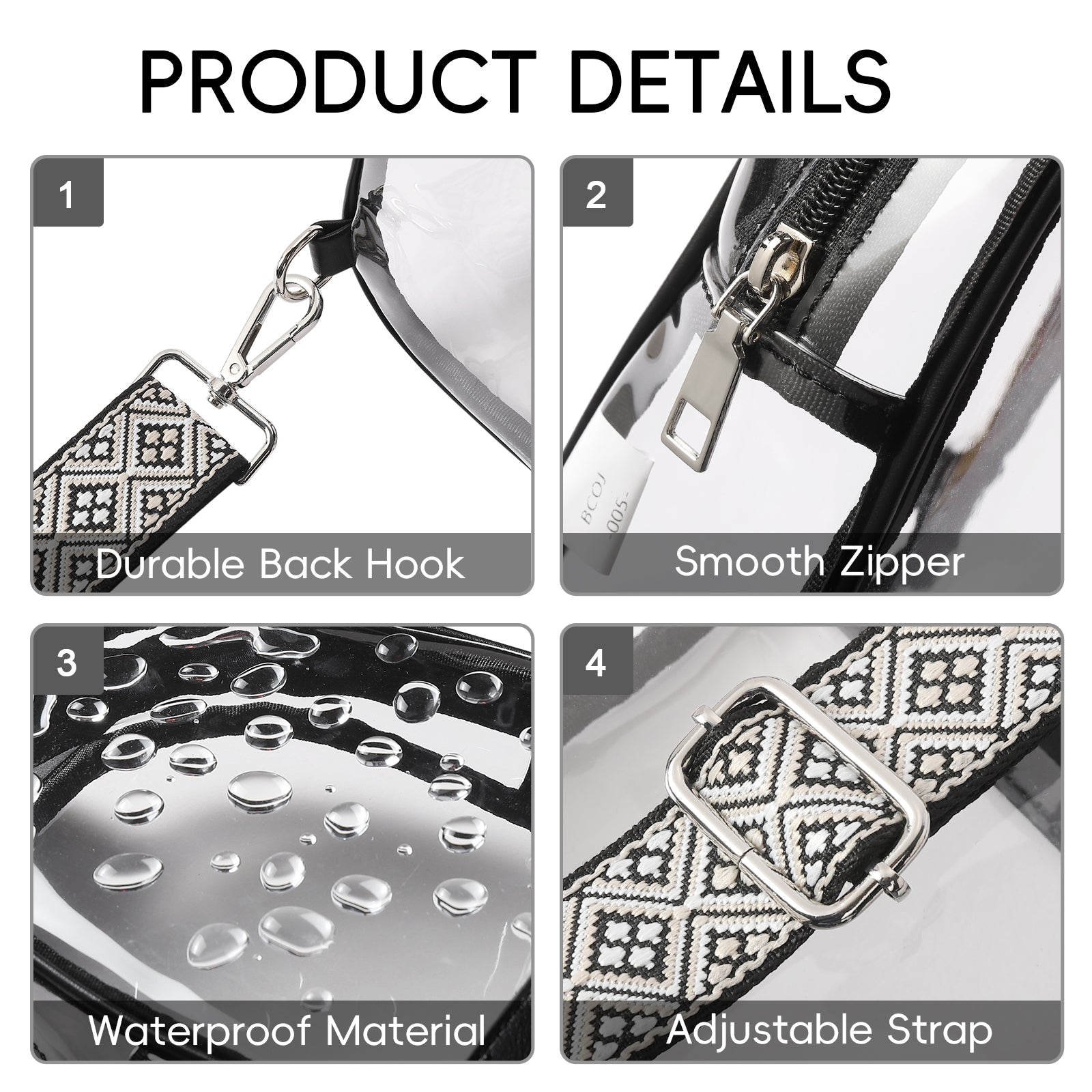 CLUCI Clear Bag for Stadium Events, Clear Crossbody Bag Purses for women stadium Transparent, Concerts Sports