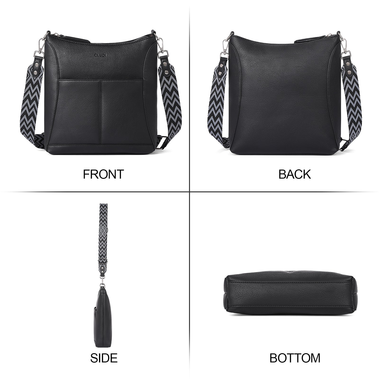 Crossbody for Women Vegan Leather Hobo Bags Casual Satchel with Guitar Strap