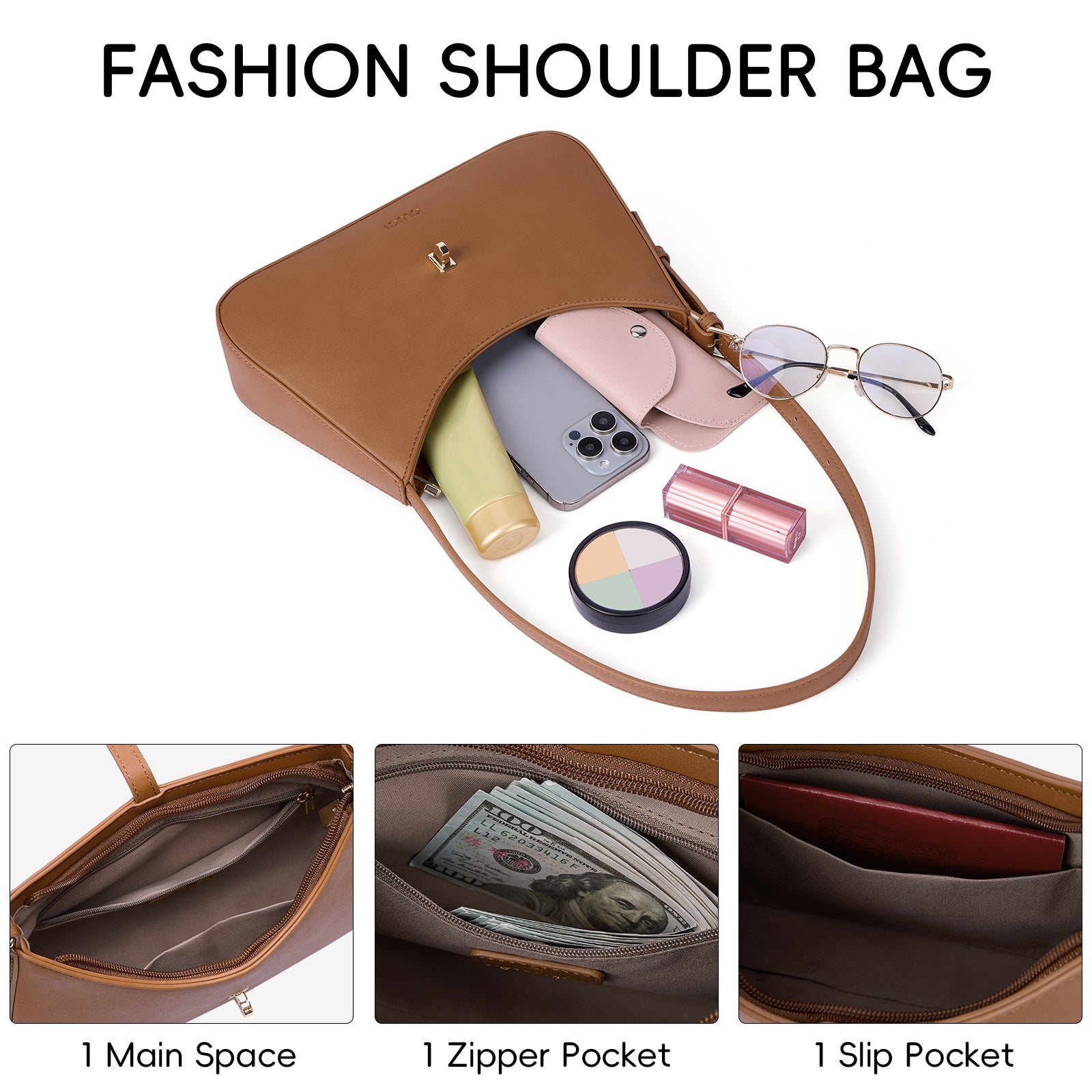 CLUCI Shoulder Bag for Women, Purses for Women, Handbag Hobo Bags Vegan Leather Crossbody Purse with Adjustable Strap