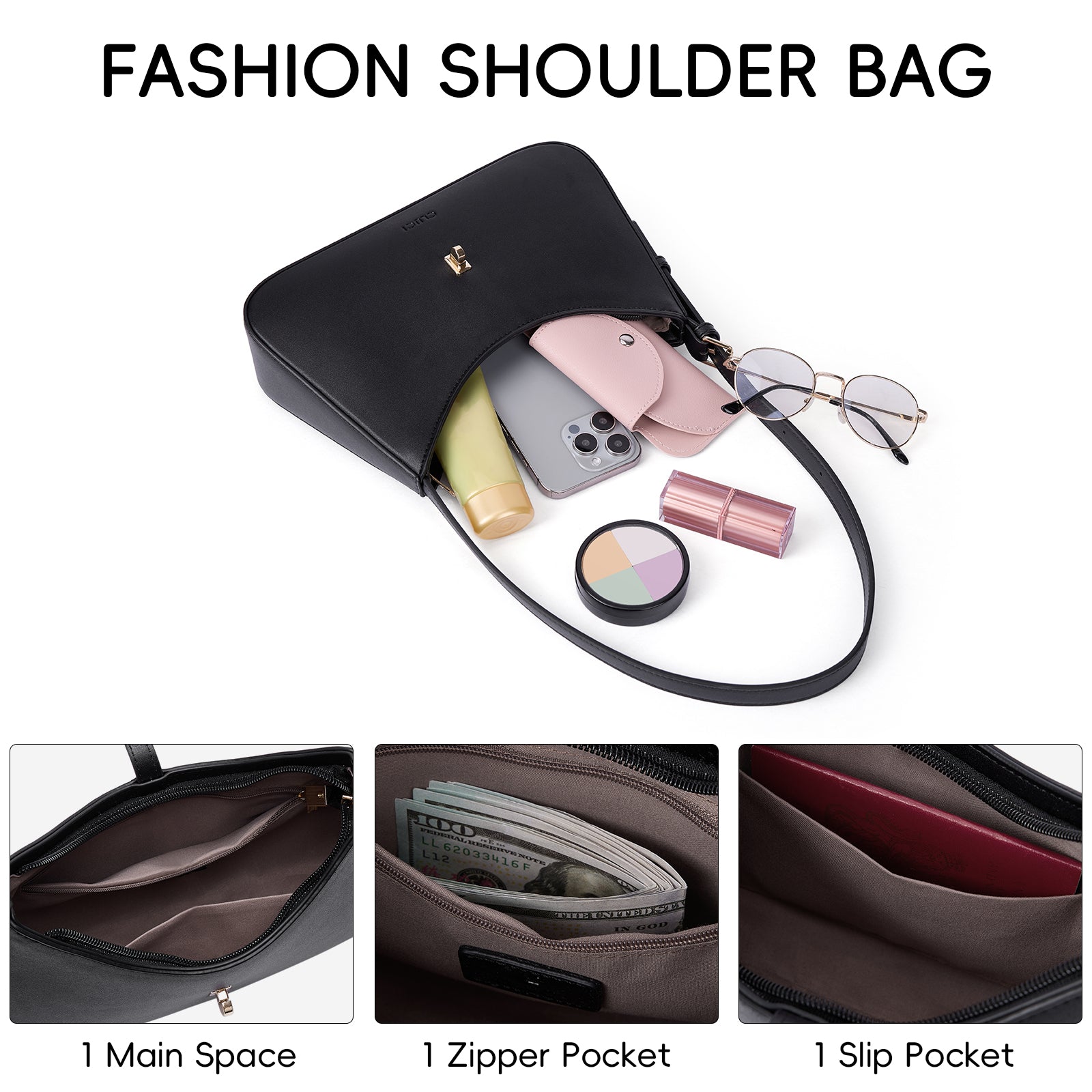 CLUCI Shoulder Bag for Women, Purses for Women, Handbag Hobo Bags Vegan Leather Crossbody Purse with Adjustable Strap