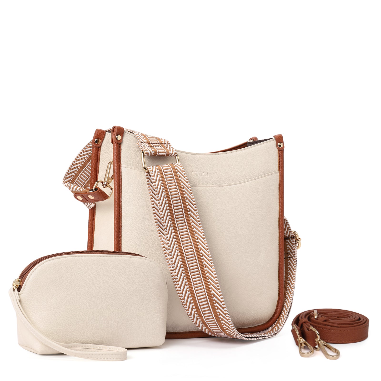 Stylish 2pcs Medium Hobo handbag and Crossbody Bag with 2 Adjust Guitar Strap