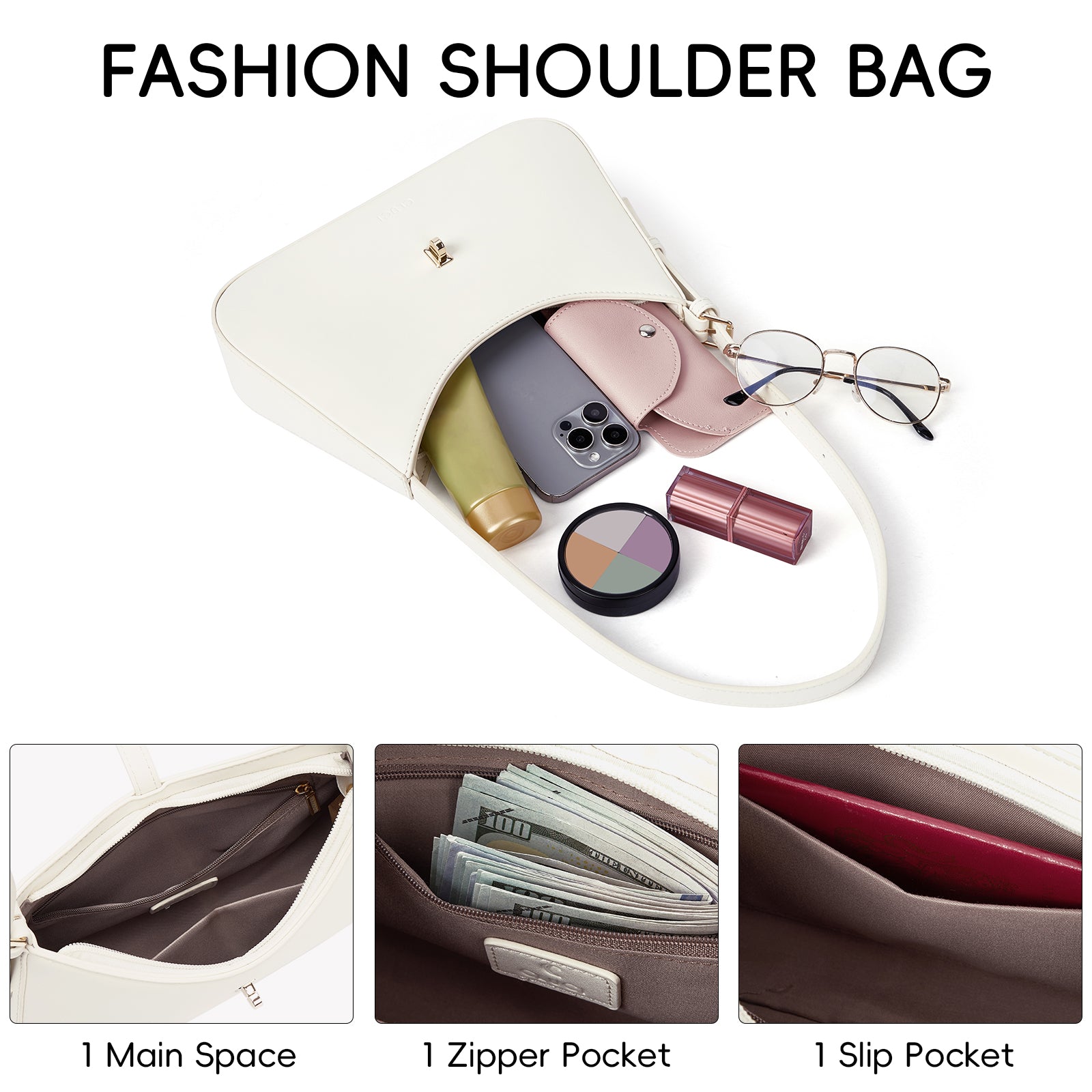 CLUCI Shoulder Bag for Women, Purses for Women, Handbag Hobo Bags Vegan Leather Crossbody Purse with Adjustable Strap