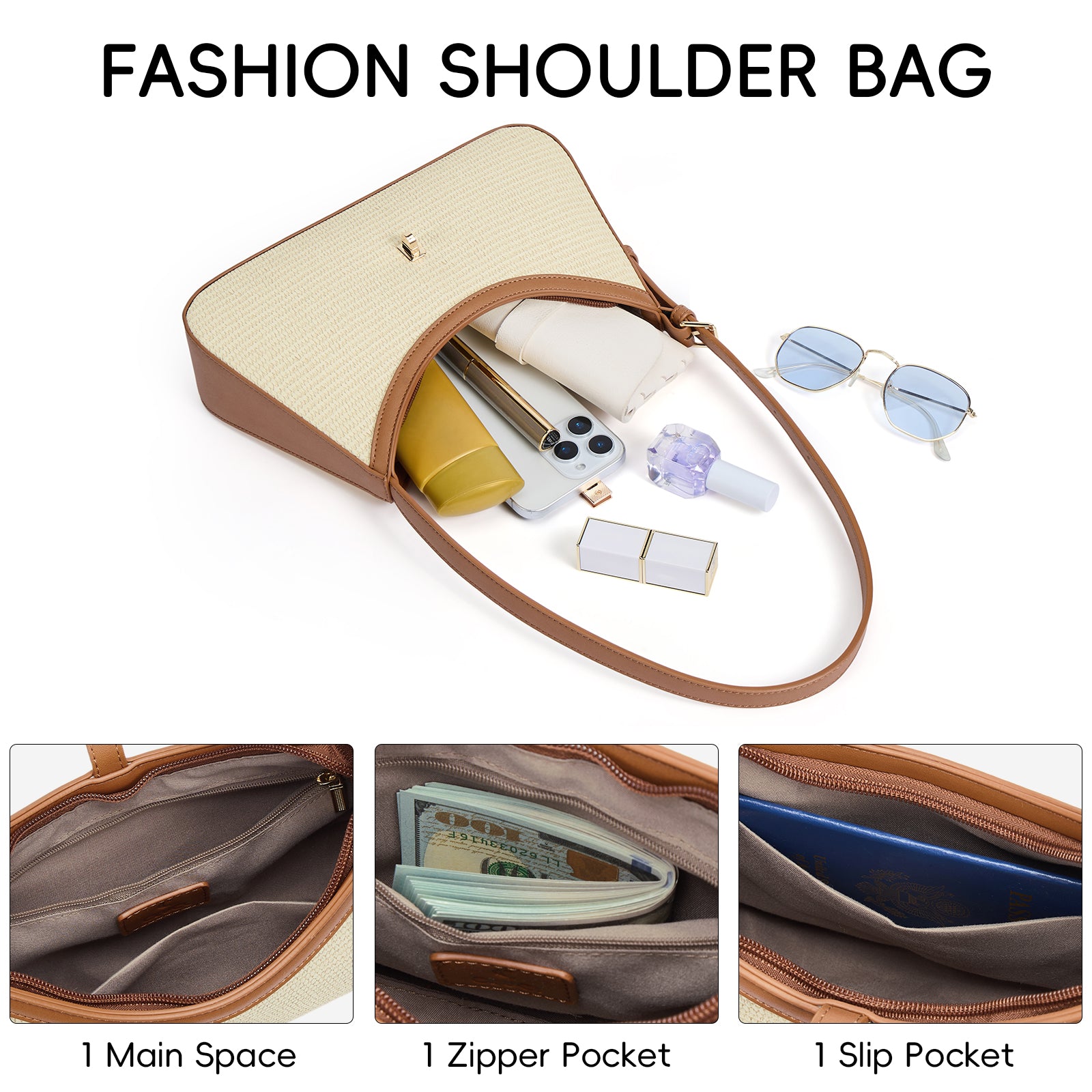 CLUCI Shoulder Bag for Women, Purses for Women, Handbag Hobo Bags Vegan Leather Crossbody Purse with Adjustable Strap