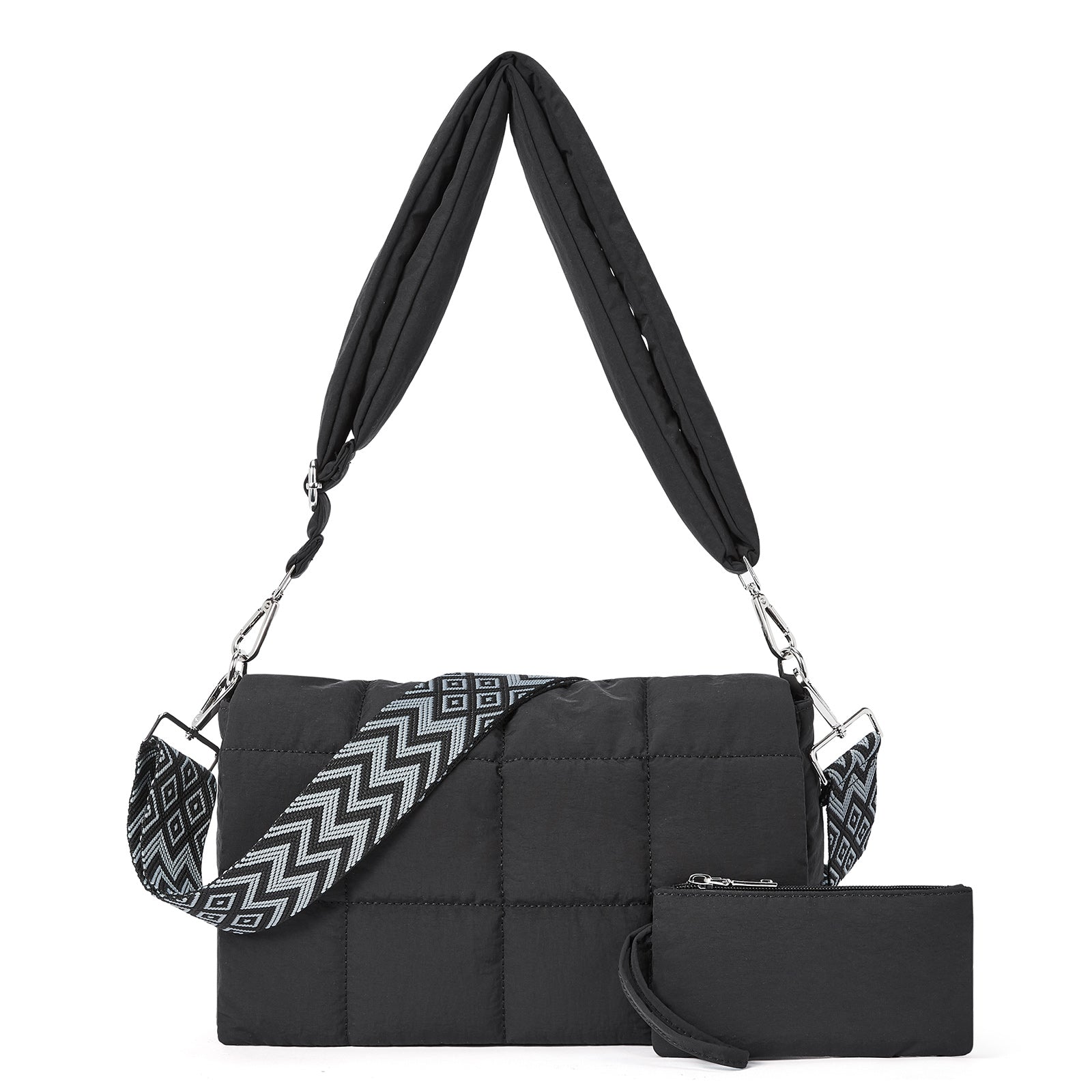 Puffer Crossbody Purse for Women Middle Tote Bag Lightweight Cotton Padded