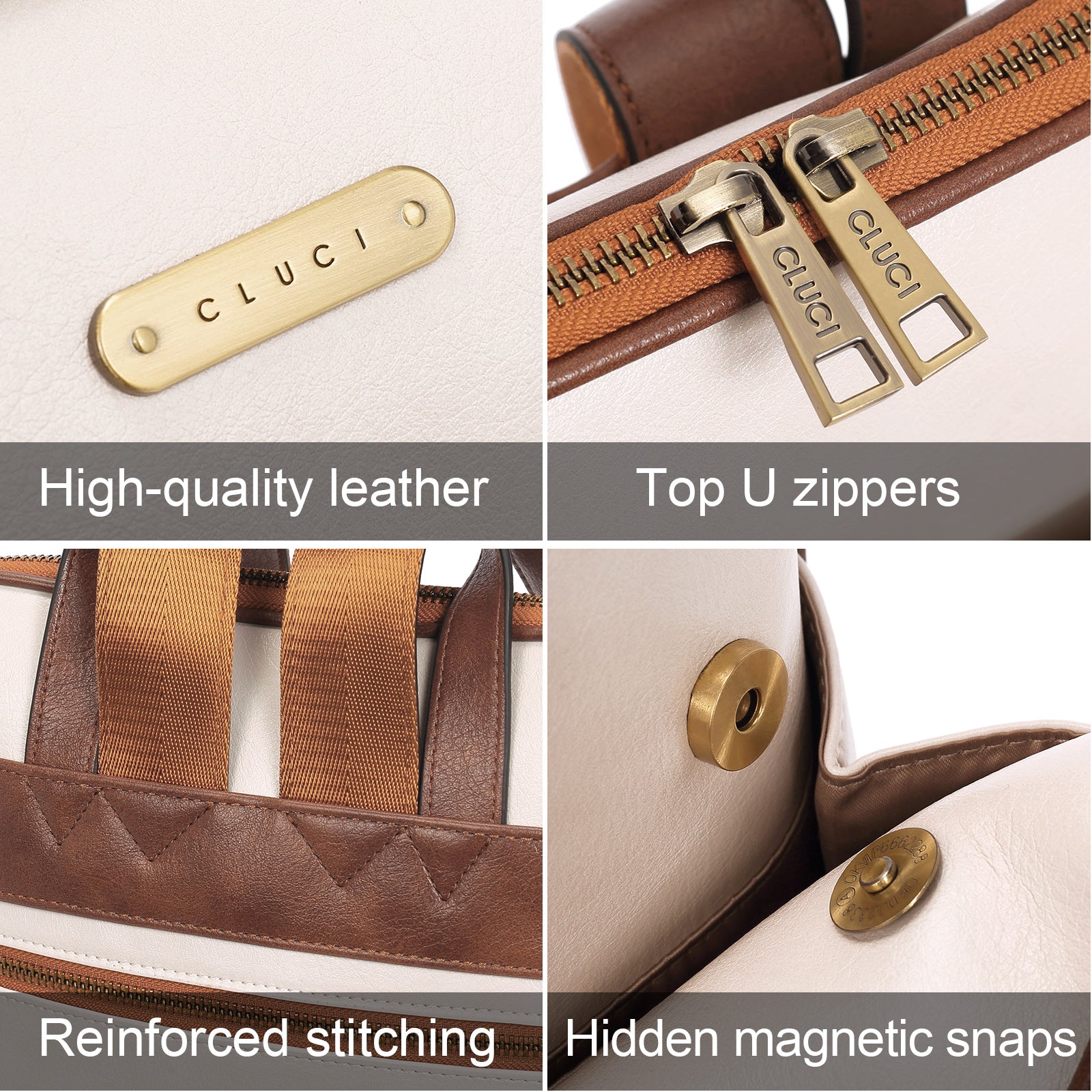 CLUCI Leather Laptop Backpack Purse for Women 15.6 inch Computer Backpack Stylish Travel Bag Daypack