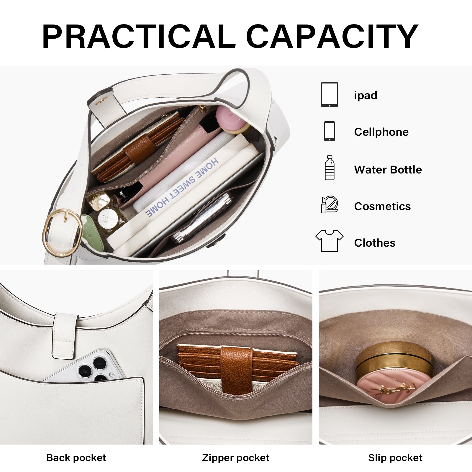 Cluci Luxe Soft Leather Hobo Bags for Women with Adjustable Strap