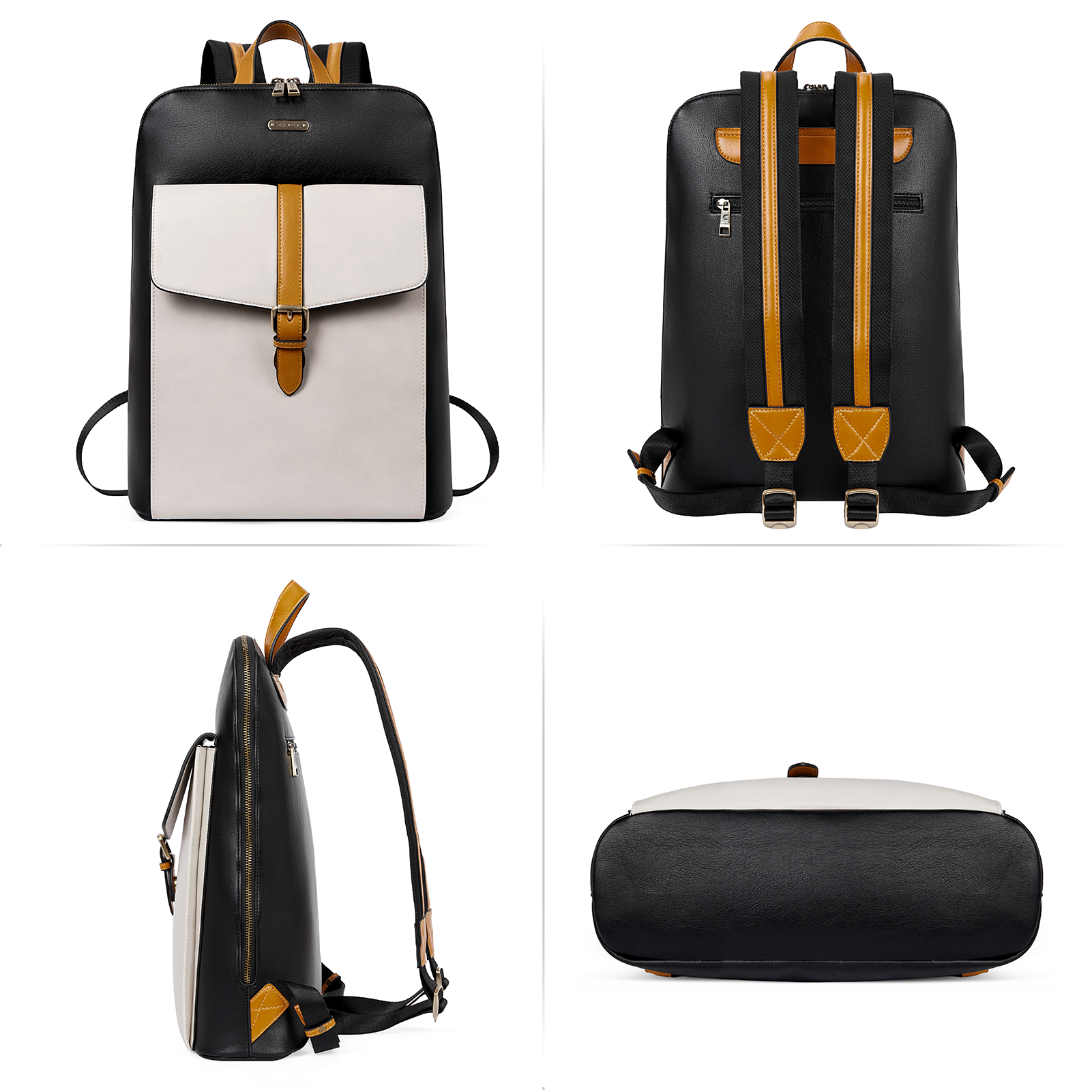 CLUCI Leather Laptop Backpack for Women 15.6 inch Computer Backpack Stylish Travel Backpack Purse for Women Work Daypack Bag