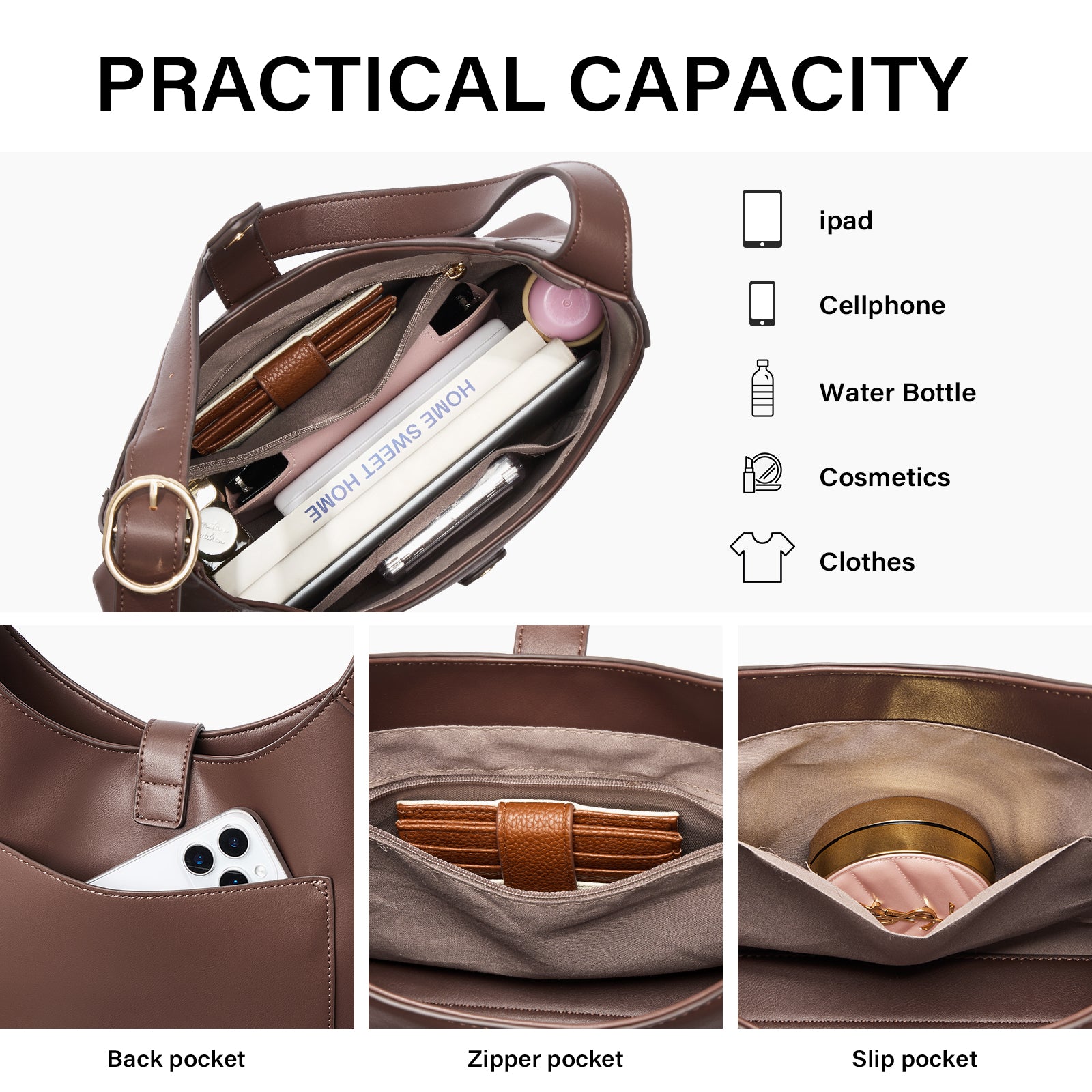 Cluci Luxe Soft Leather Hobo Bags for Women with Adjustable Strap