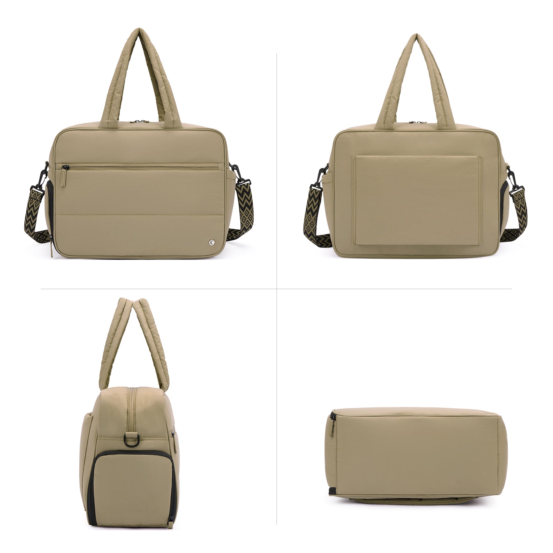 CLUCI Weekender Travel Bag for Women Puffer Tote Bag Carry On Duffle Overnight Bags with Shoe Compartment Black