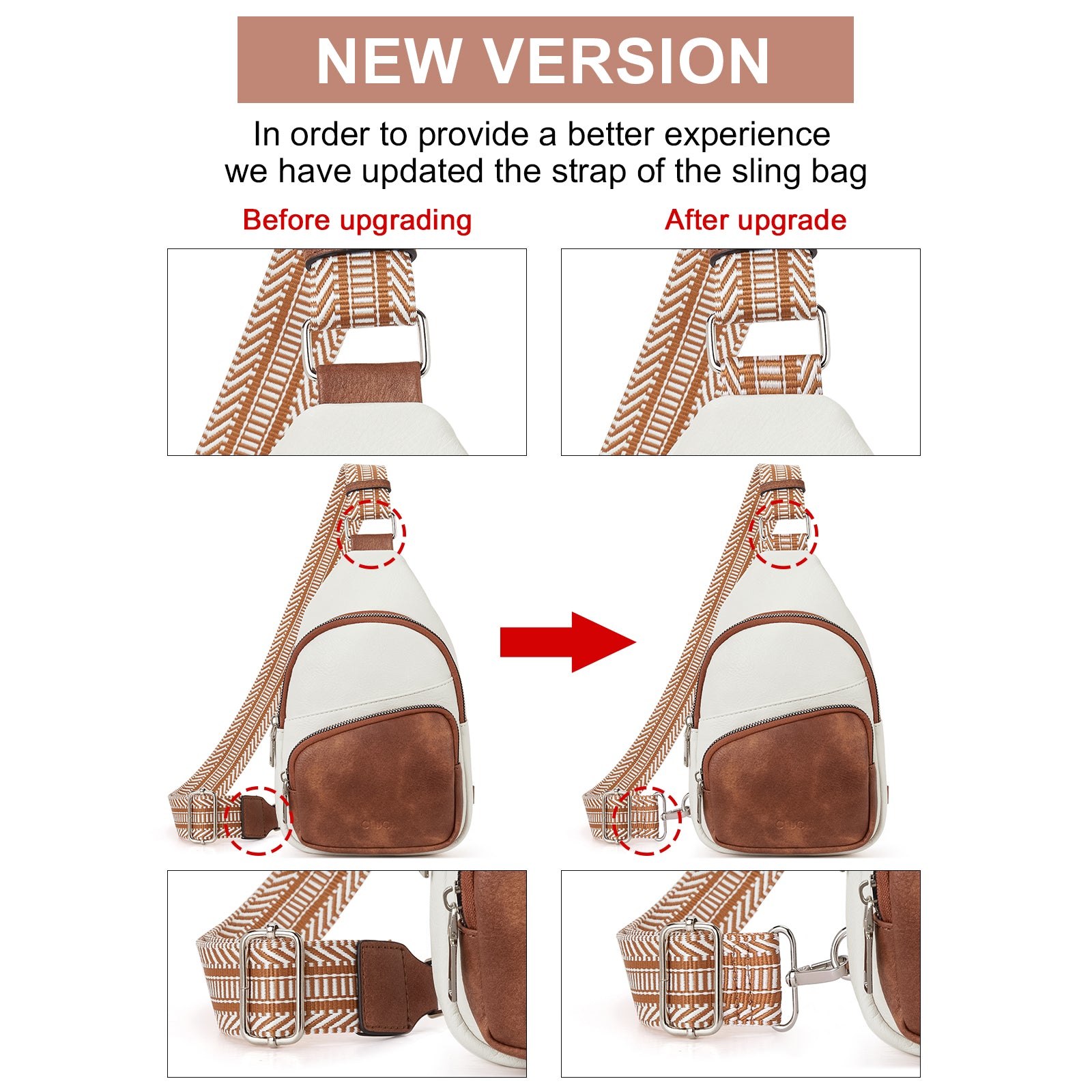 CLUCI Leather Sling Bag With Guitar Strap