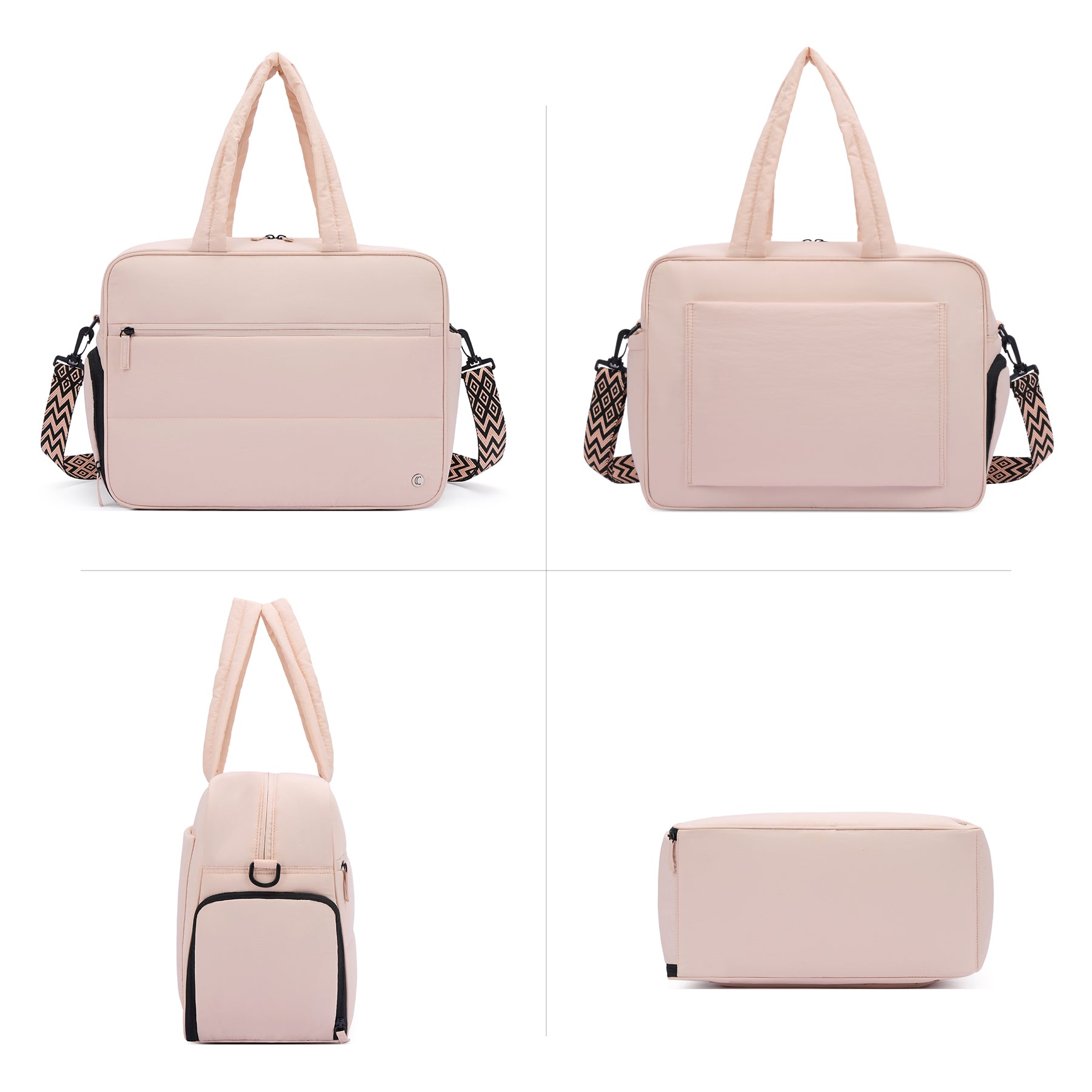 CLUCI Weekender Travel Bag for Women Puffer Tote Bag Carry On Duffle Overnight Bags with Shoe Compartment Black