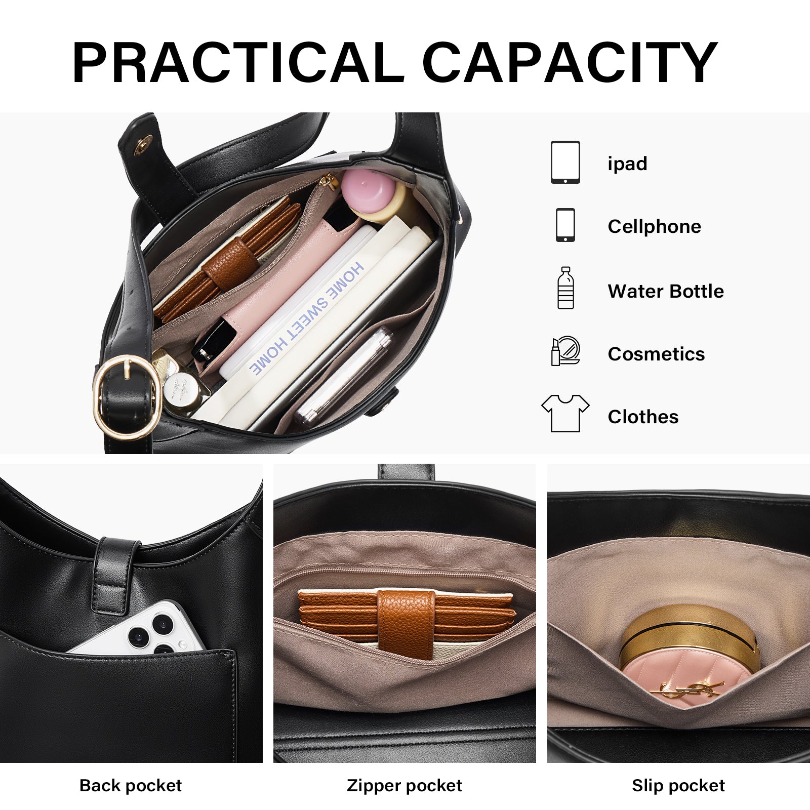 Cluci Luxe Soft Leather Hobo Bags for Women with Adjustable Strap