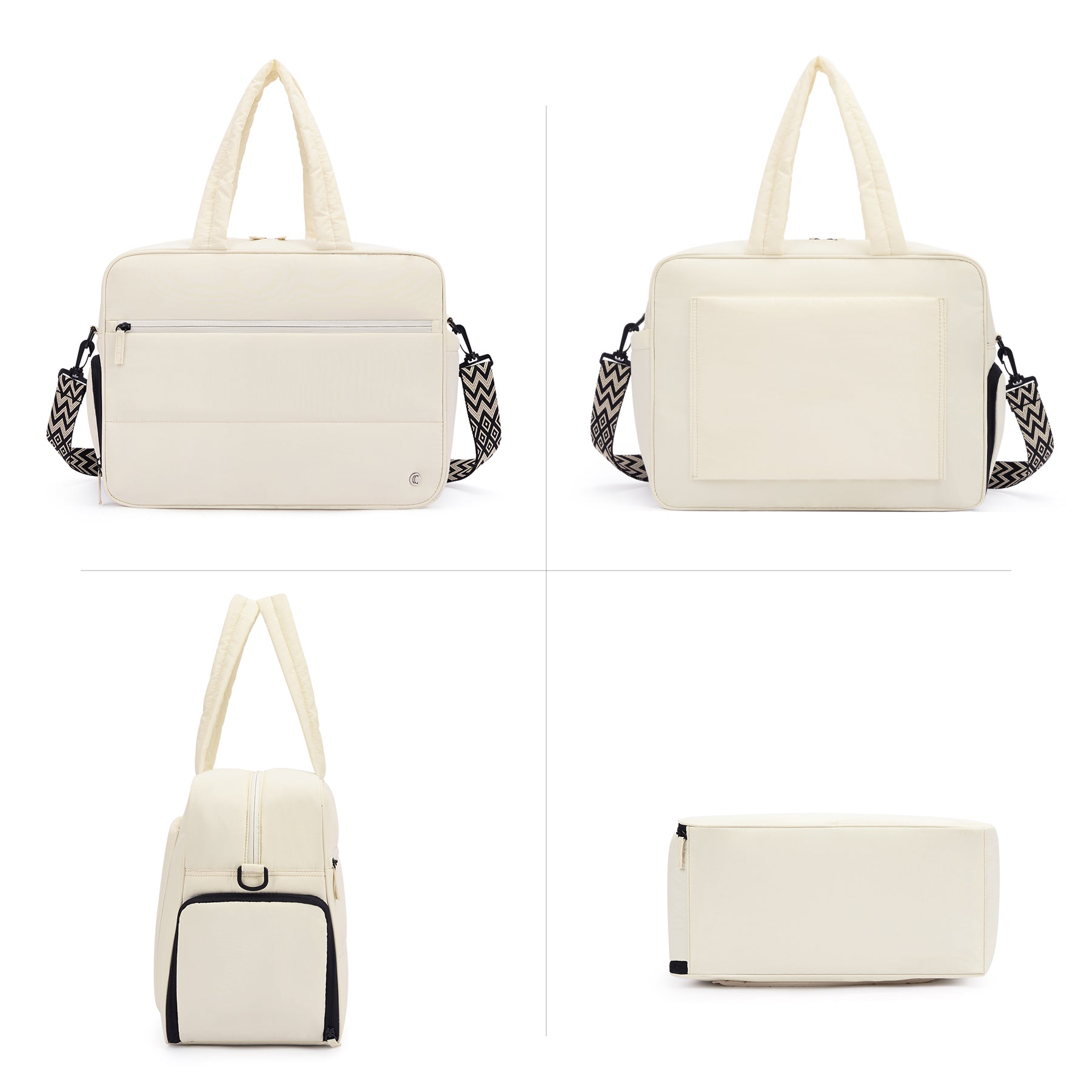 CLUCI Weekender Travel Bag for Women Puffer Tote Bag Carry On Duffle Overnight Bags with Shoe Compartment Black