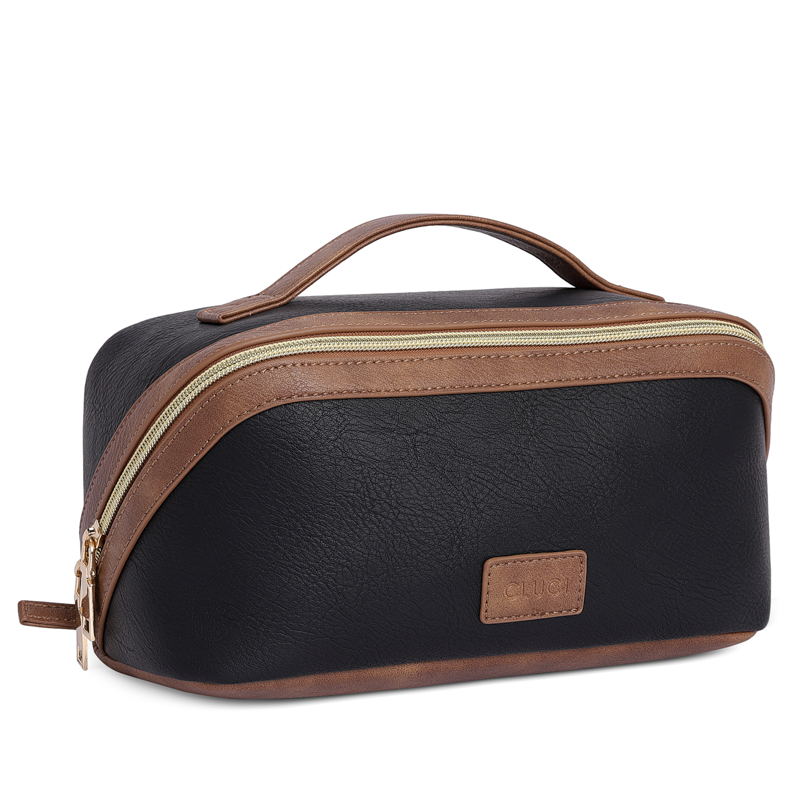 CLUCI Makeup Bag PU Leather Waterproof Large Capacity Cosmetic Bag Organizer Toiletry Bag with Handle and Divider Travel Bag
