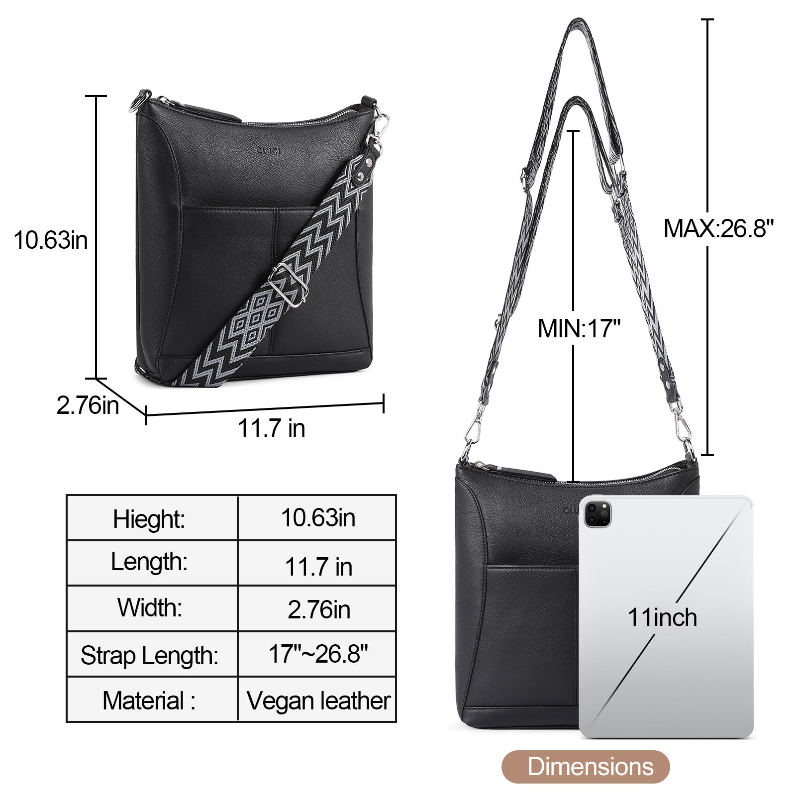 Crossbody for Women Vegan Leather Hobo Bags Casual Satchel with Guitar Strap