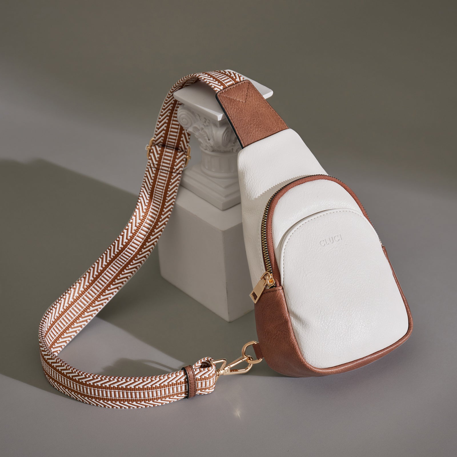 CLUCI Faux Leather Small Sling Bag Fashion Waist Packs with Guitar Strap for Women's Fanny Packs