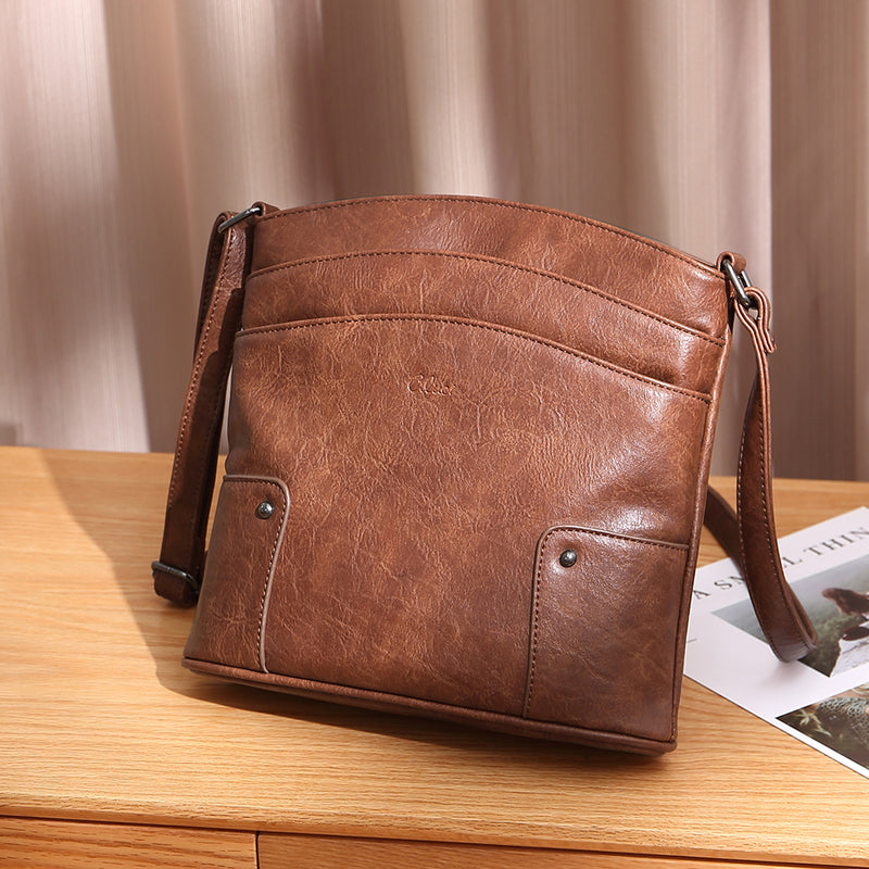 Amos Triple Pockets Vintage Crossbody Bag