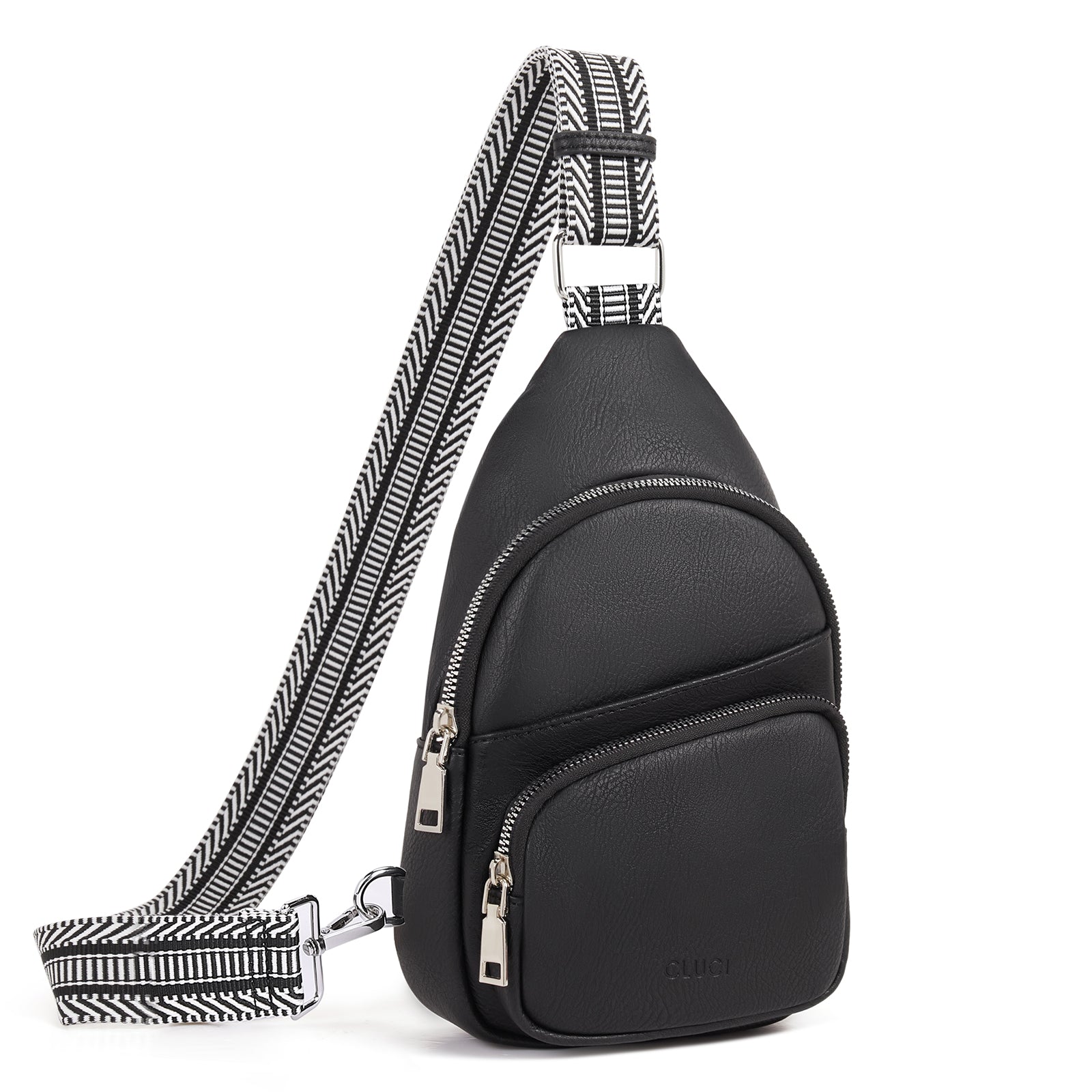 CLUCI Leather Sling Bag With Guitar Strap