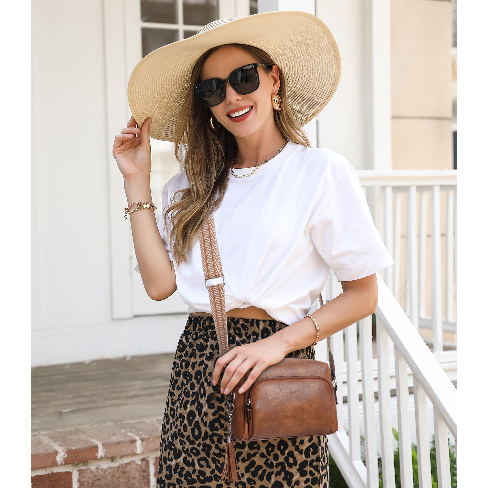 Crossbody Purses for Women Vegan Leather Crossbody Bags with Adjustable Wide Strap