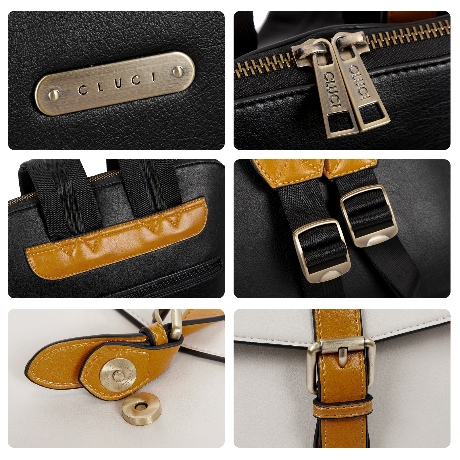 CLUCI Leather Laptop Backpack for Women 15.6 inch Computer Backpack Stylish Travel Backpack Purse for Women Work Daypack Bag