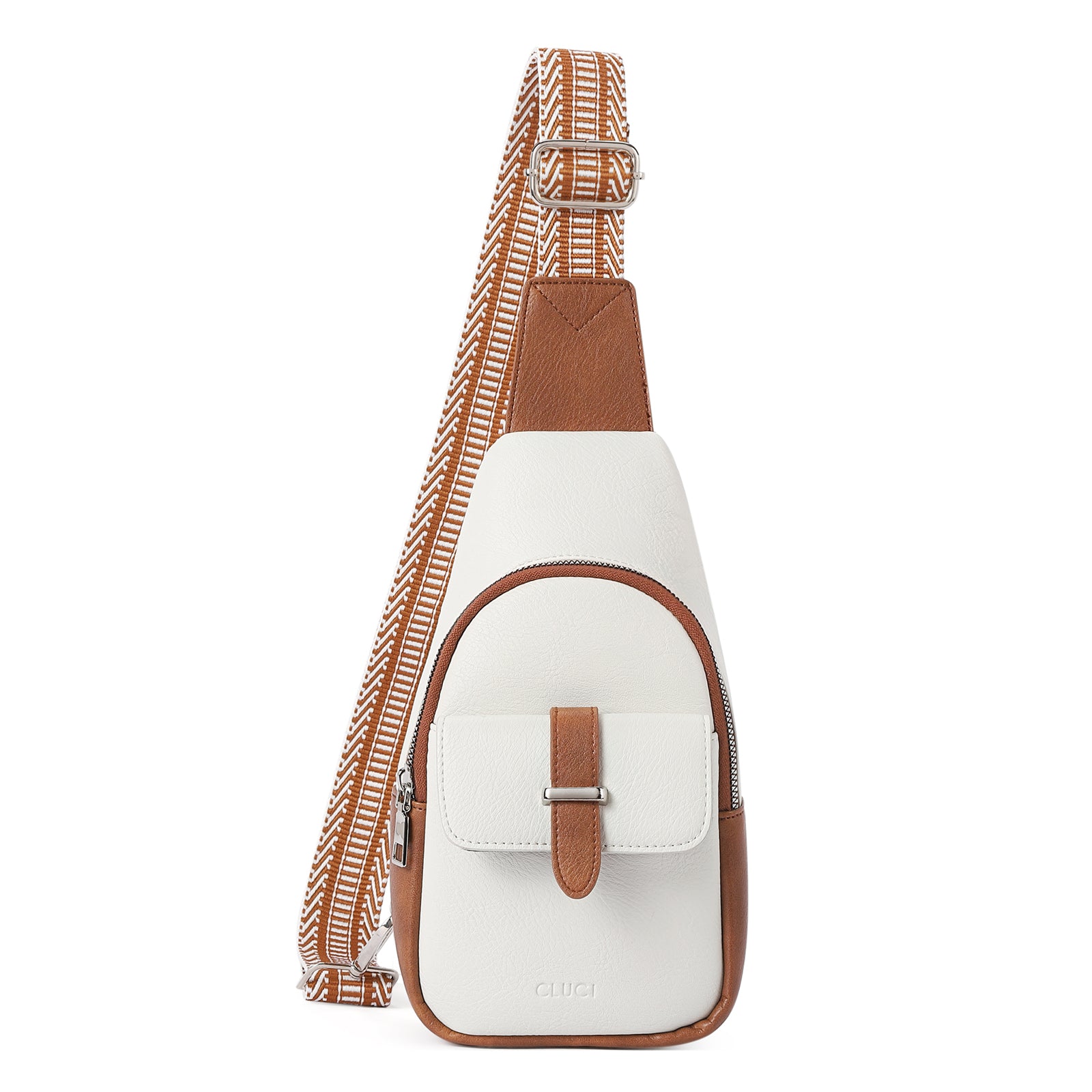 CLUCI Small Faux Leather Sling Bag Fashion Waist Packs with Guitar Strap for Women