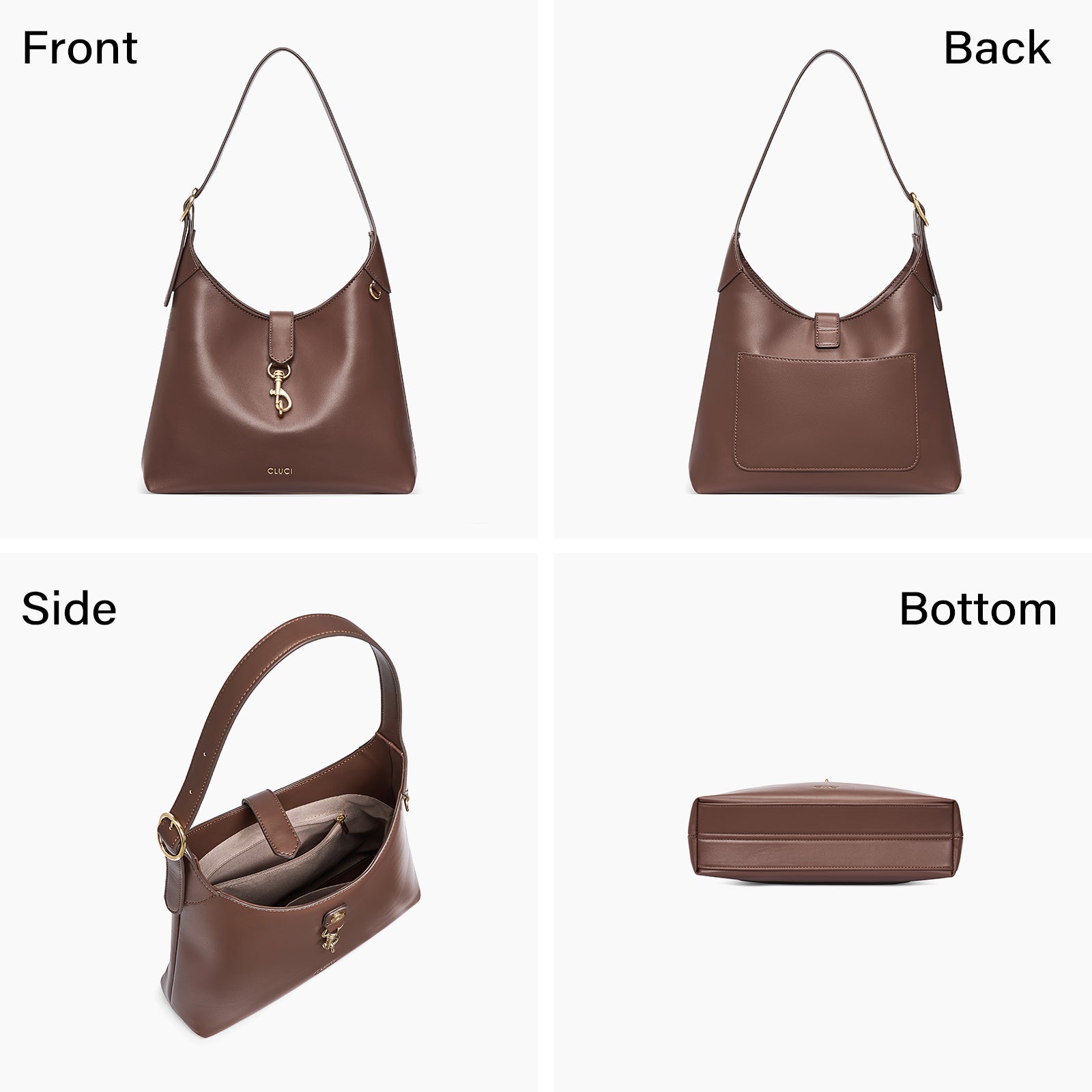 Cluci Luxe Soft Leather Hobo Bags for Women with Adjustable Strap