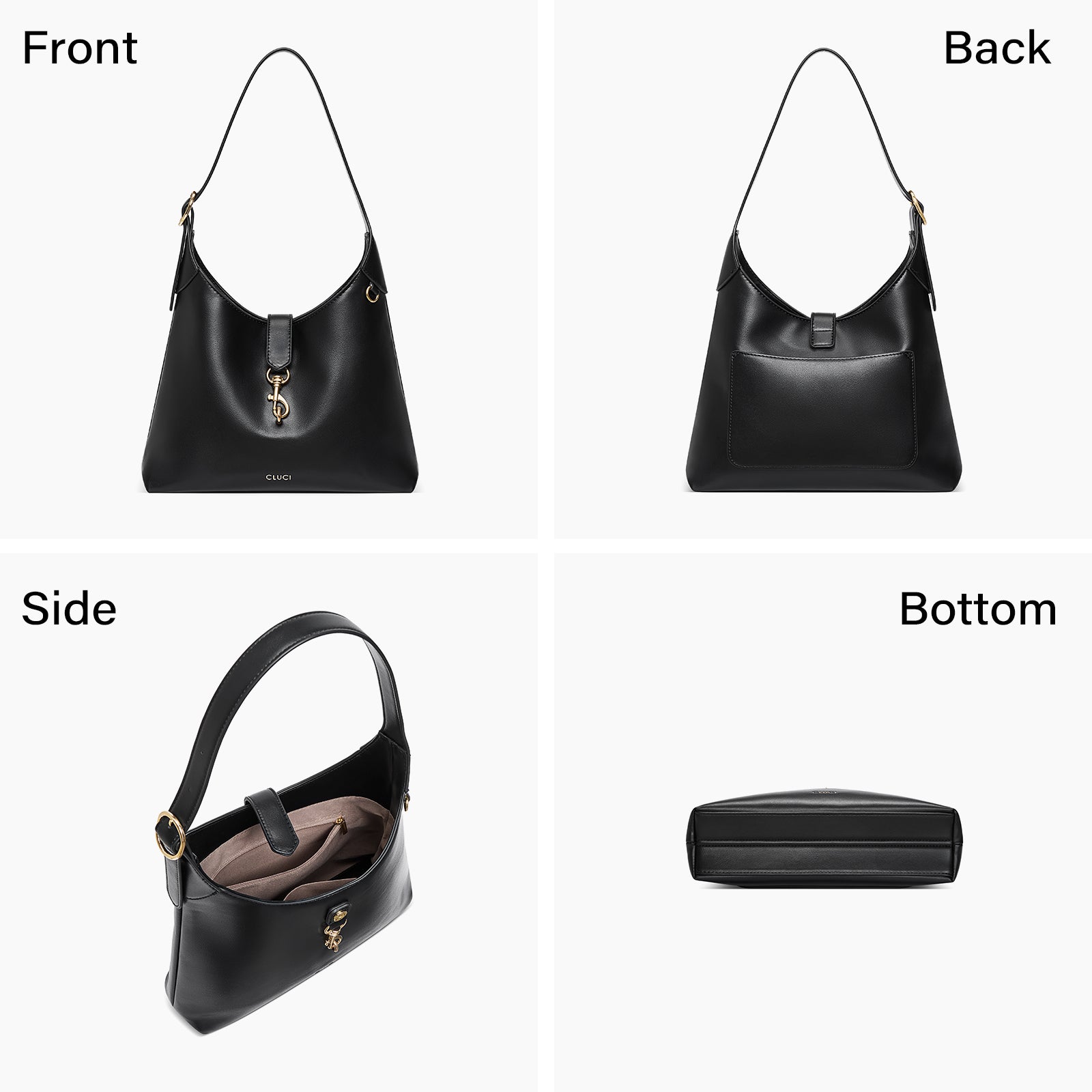 Cluci Luxe Soft Leather Hobo Bags for Women with Adjustable Strap