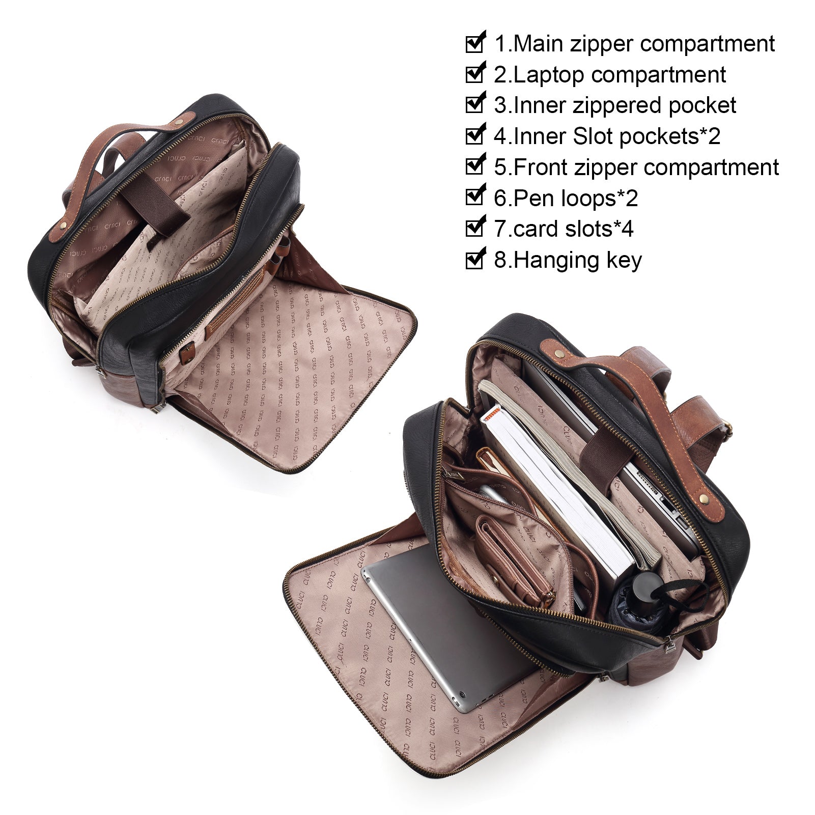 CLUCI Leather Laptop Backpack for Women 15.6 inch Computer Bag Large Travel Vintage College Daypack Business Bags