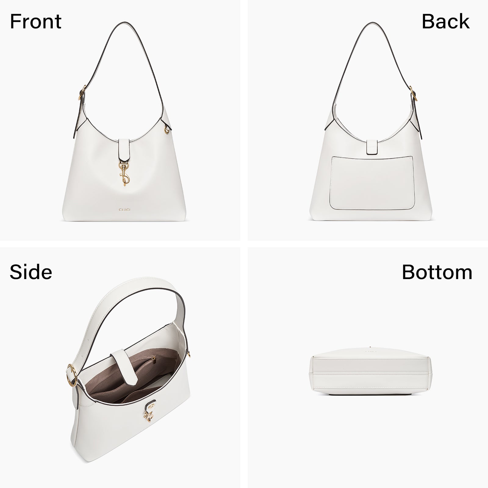 Cluci Luxe Soft Leather Hobo Bags for Women with Adjustable Strap