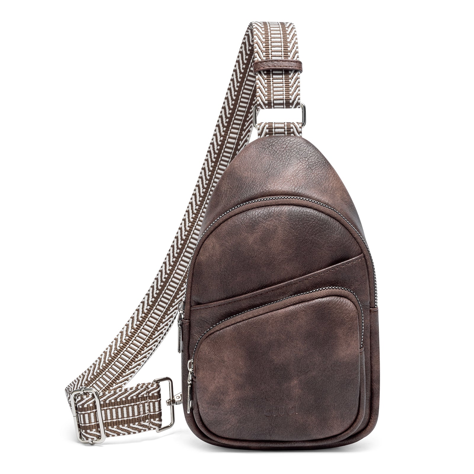 CLUCI Leather Sling Bag With Guitar Strap