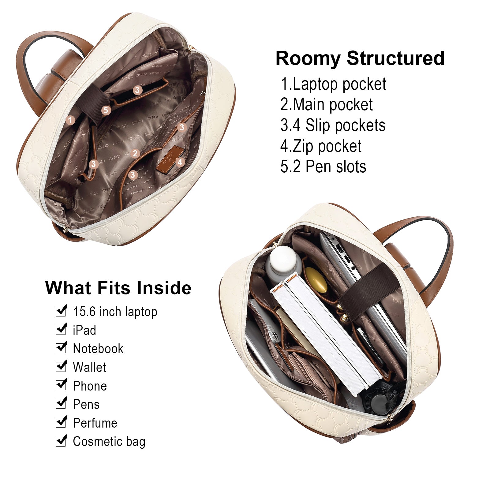 Koch Vegan Womens Designer Laptop Backpack With Luggage Strap