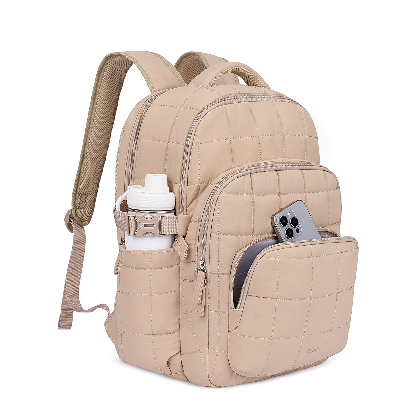 CLUCI 17.3'' Puffer Quilted Laptop Backpack for Women