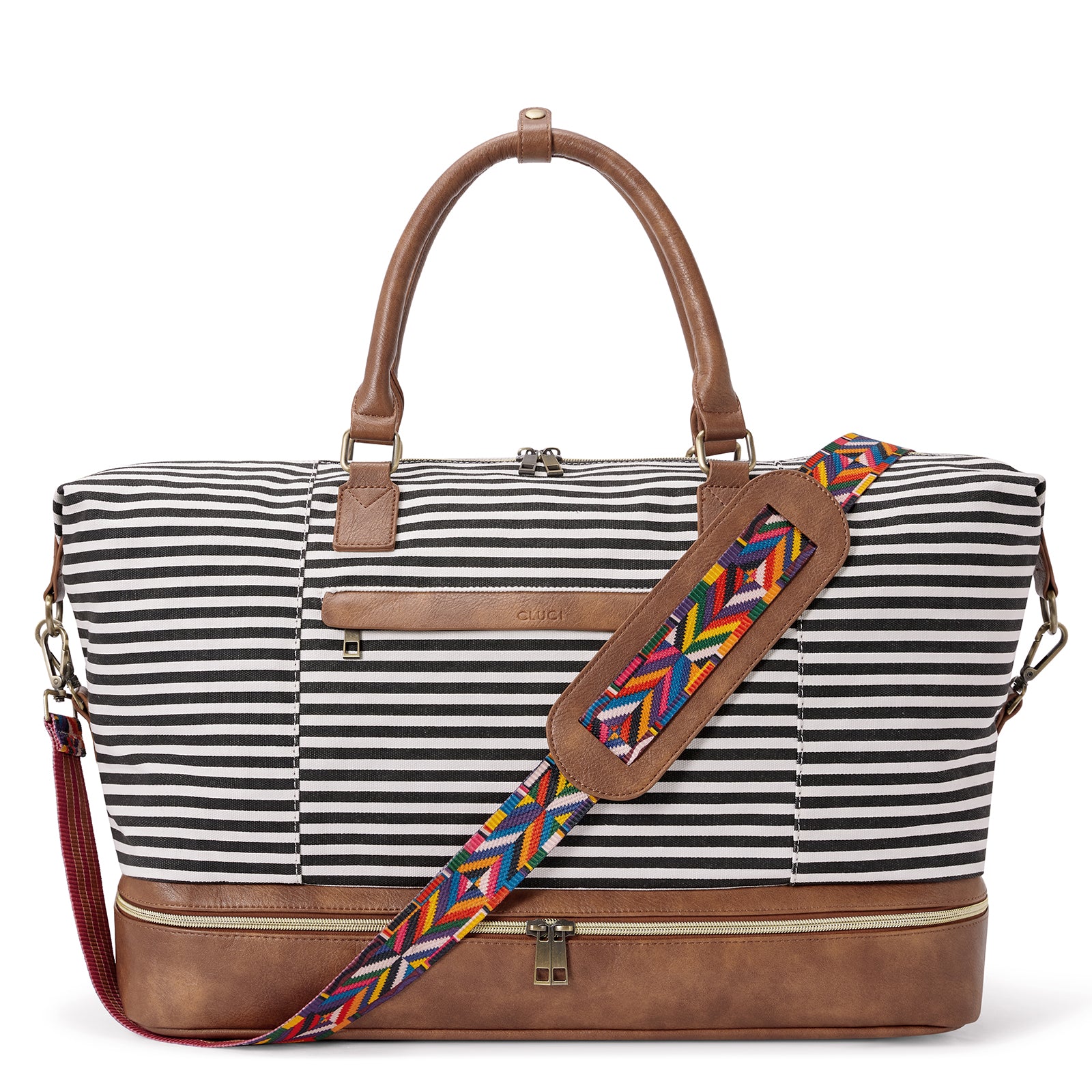 CLUCI Weekend Bags Travel Canvas Carry on Bags for Airplanes Travel Bags with Shoe Compartment