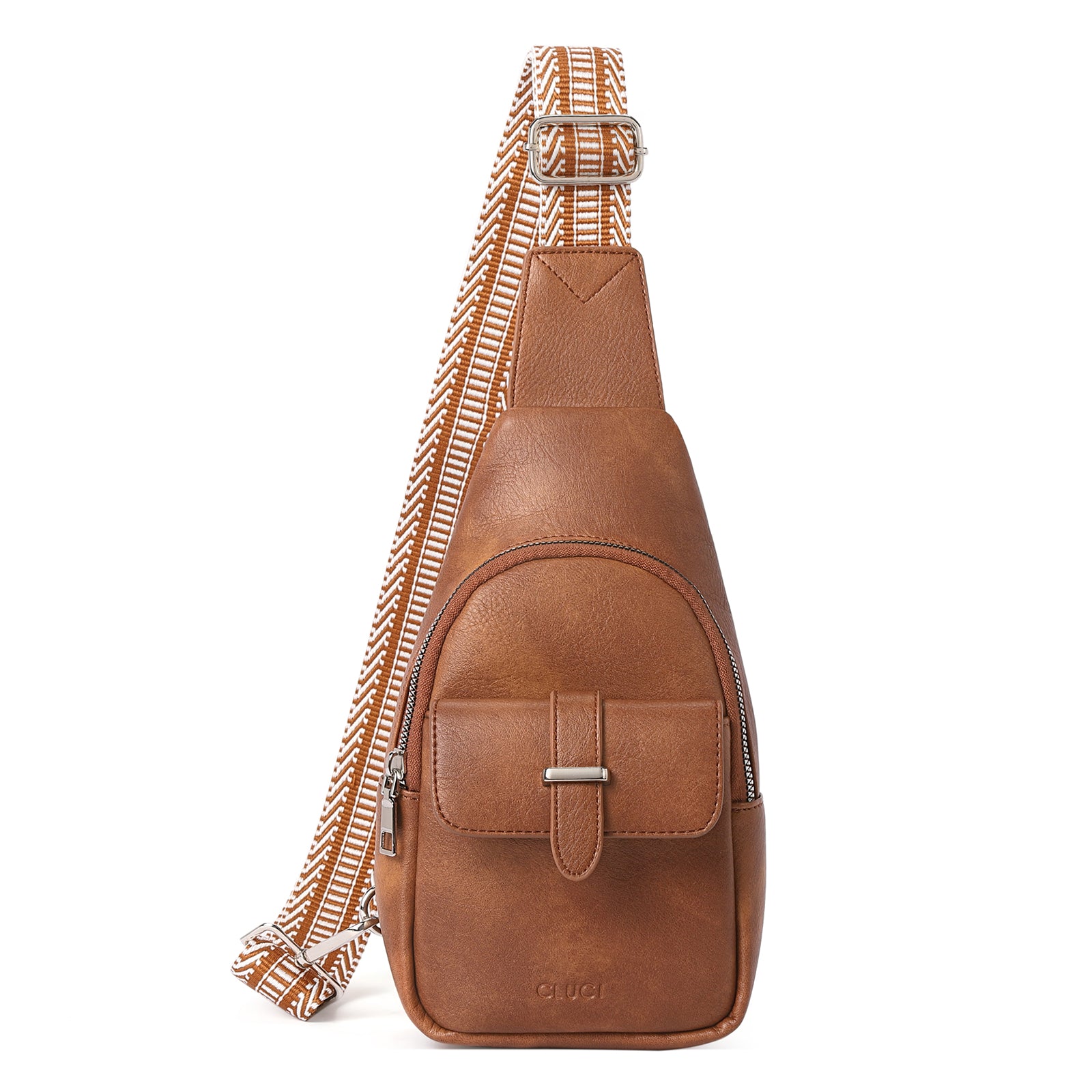 CLUCI Small Faux Leather Sling Bag Fashion Waist Packs with Guitar Strap for Women