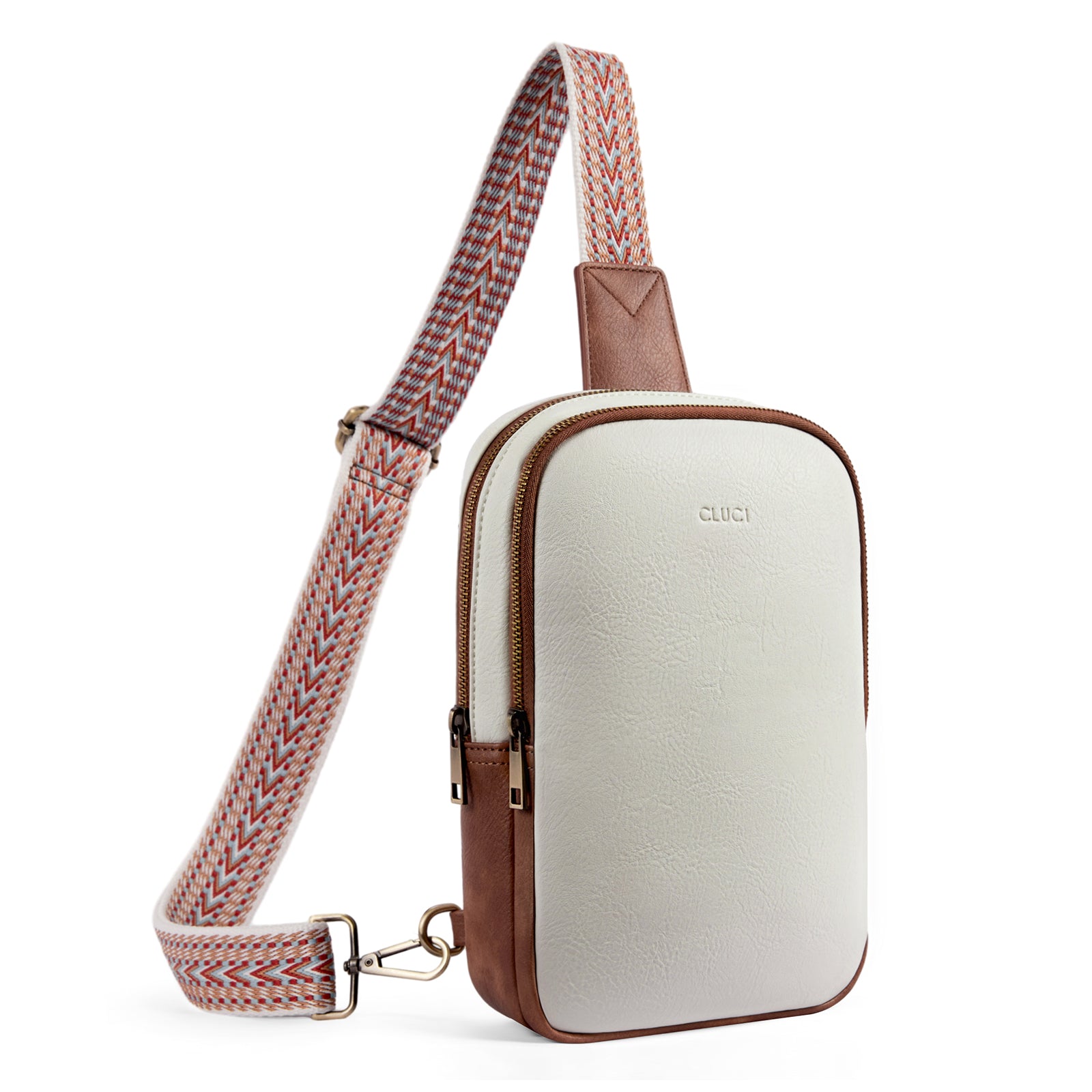 CLUCI Leather Large Sling Bag Crossbody Bag for Women Chest Bag for Travel